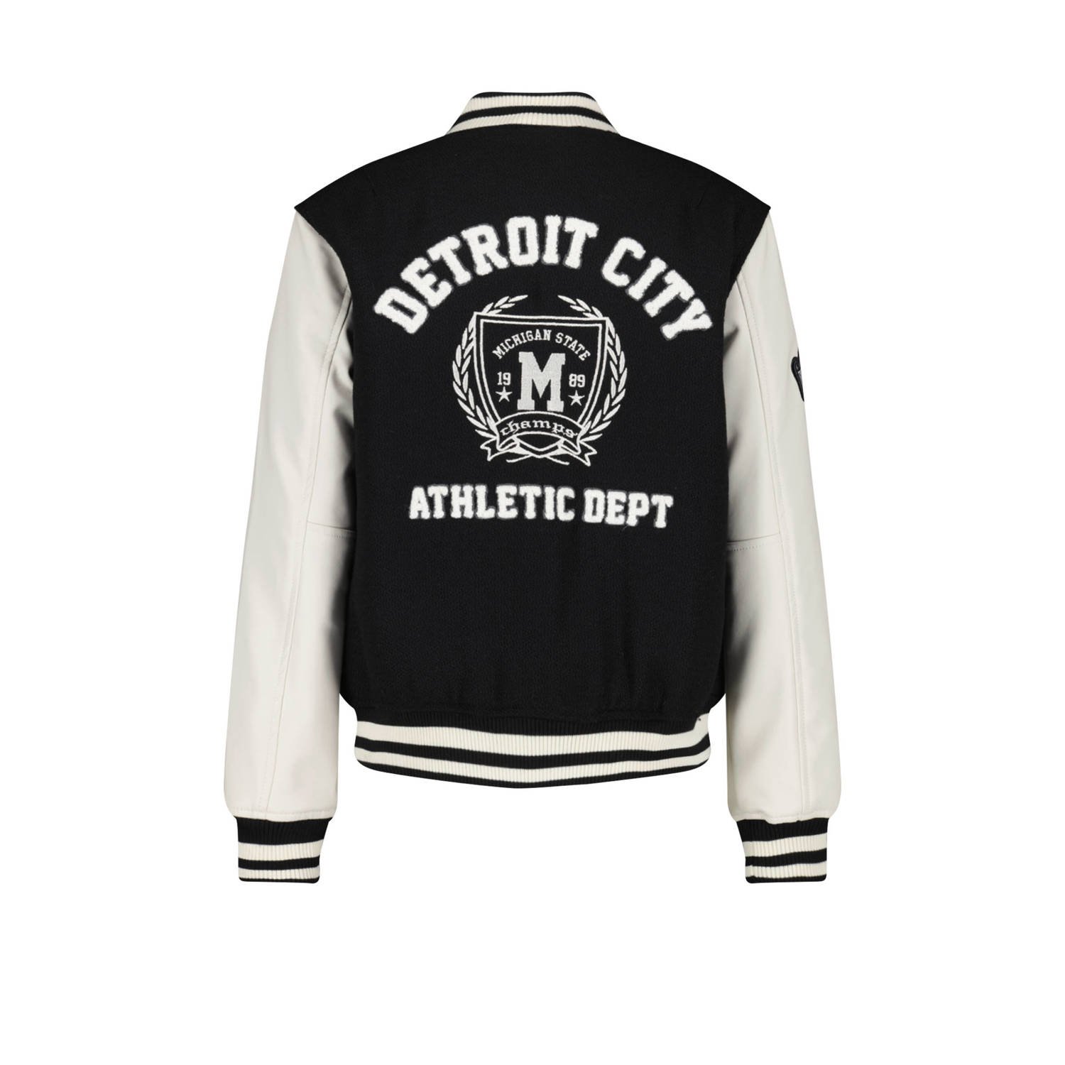 America Today baseball jacket Jules met 3D applicatie zwart wit