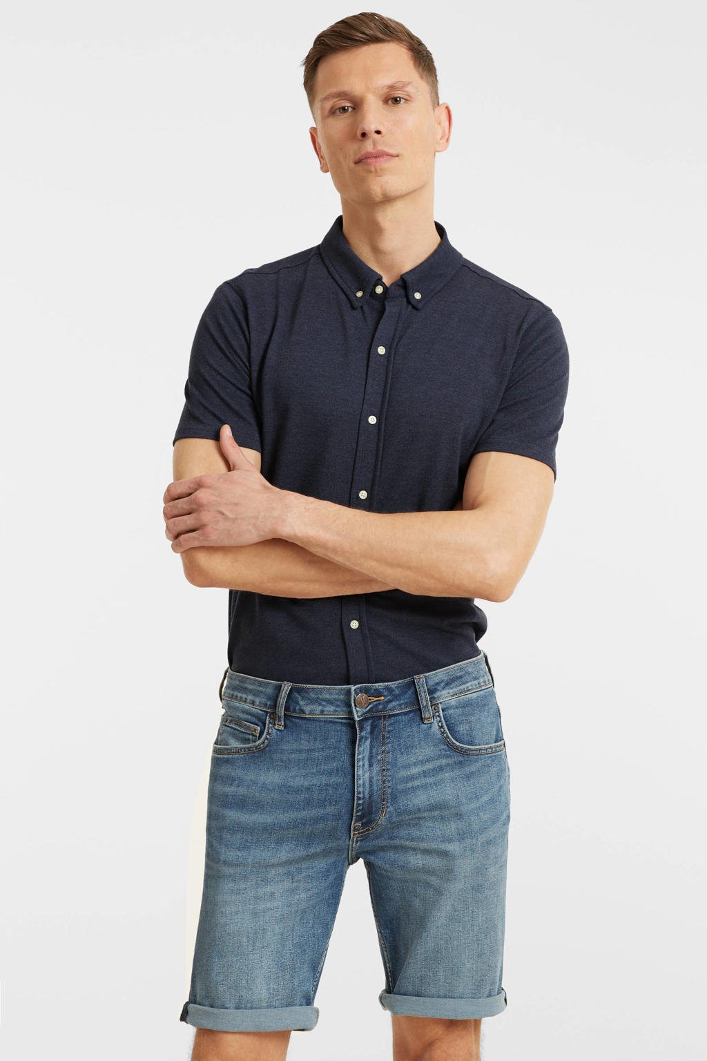 Anytime Denim short mid blauw