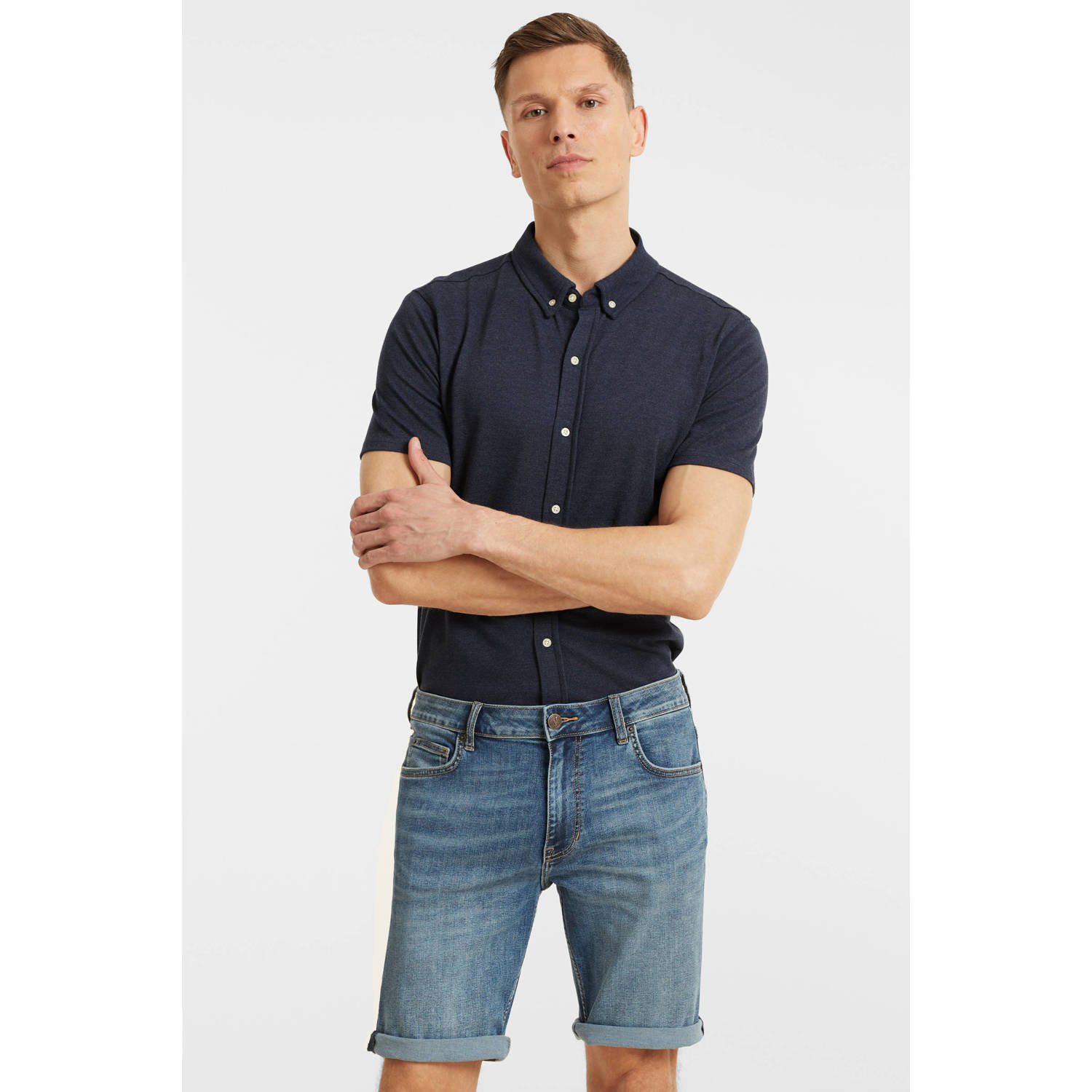 Anytime Denim short mid blauw