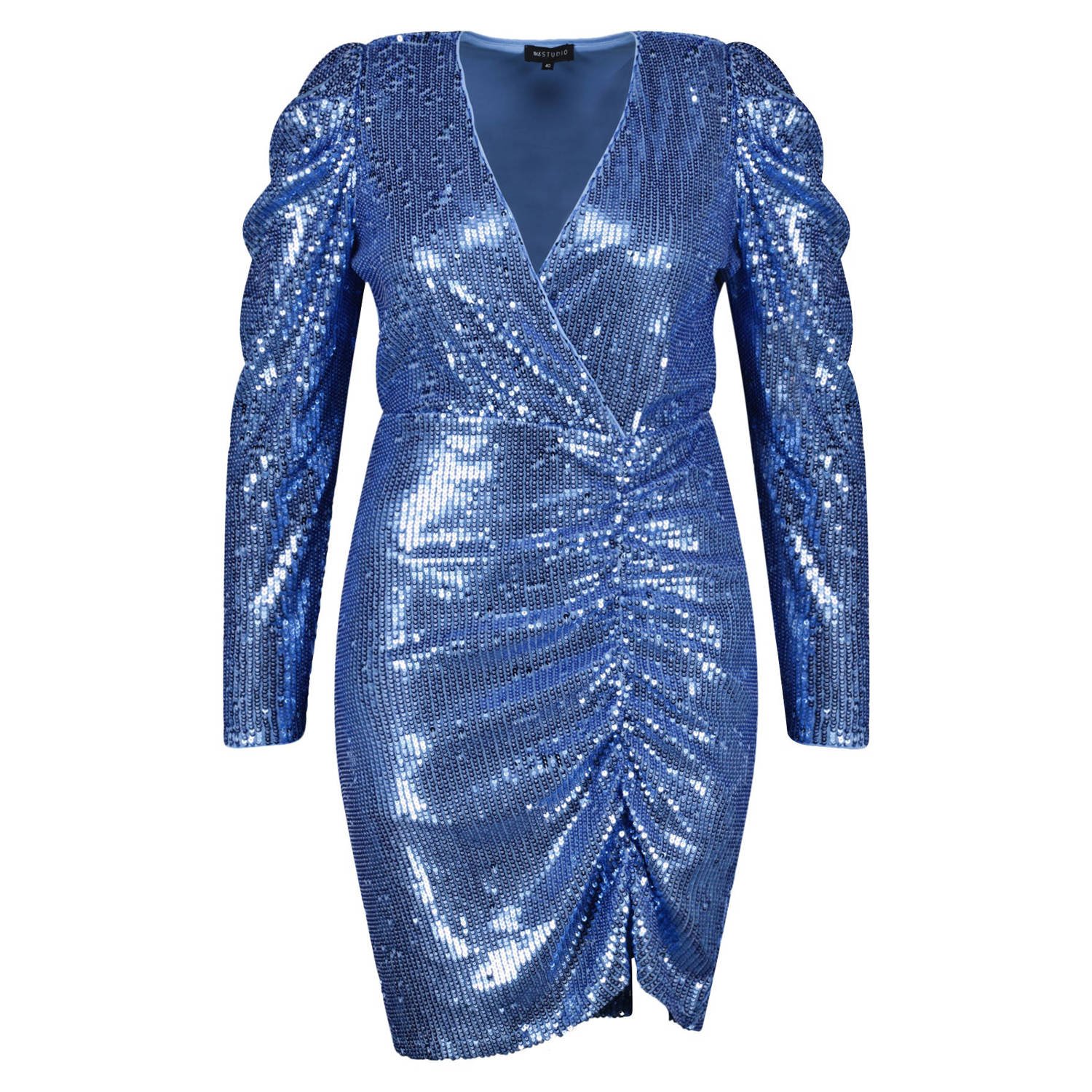 MS Mode jurk met pailletten blauw Kledingwinkel