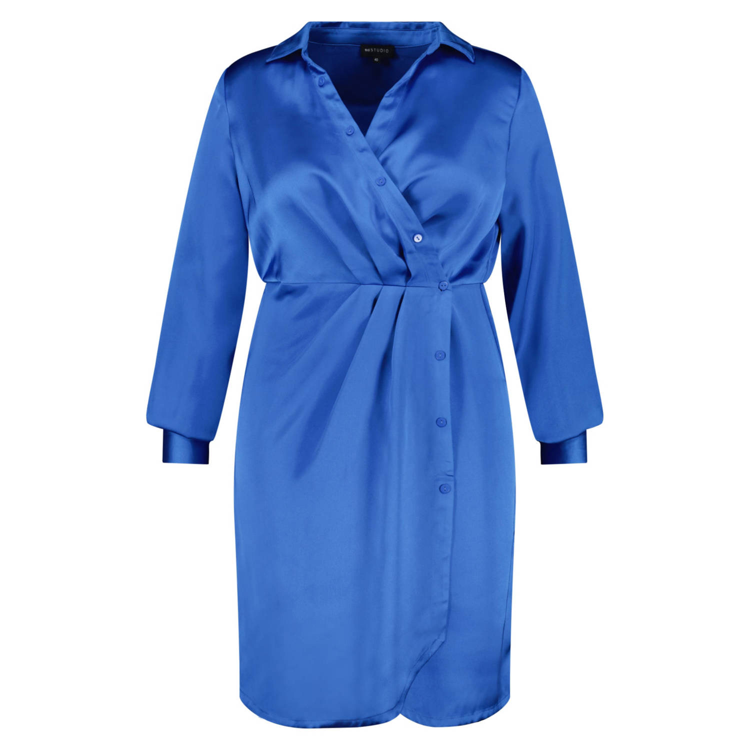 MS Mode satijnen jurk blauw