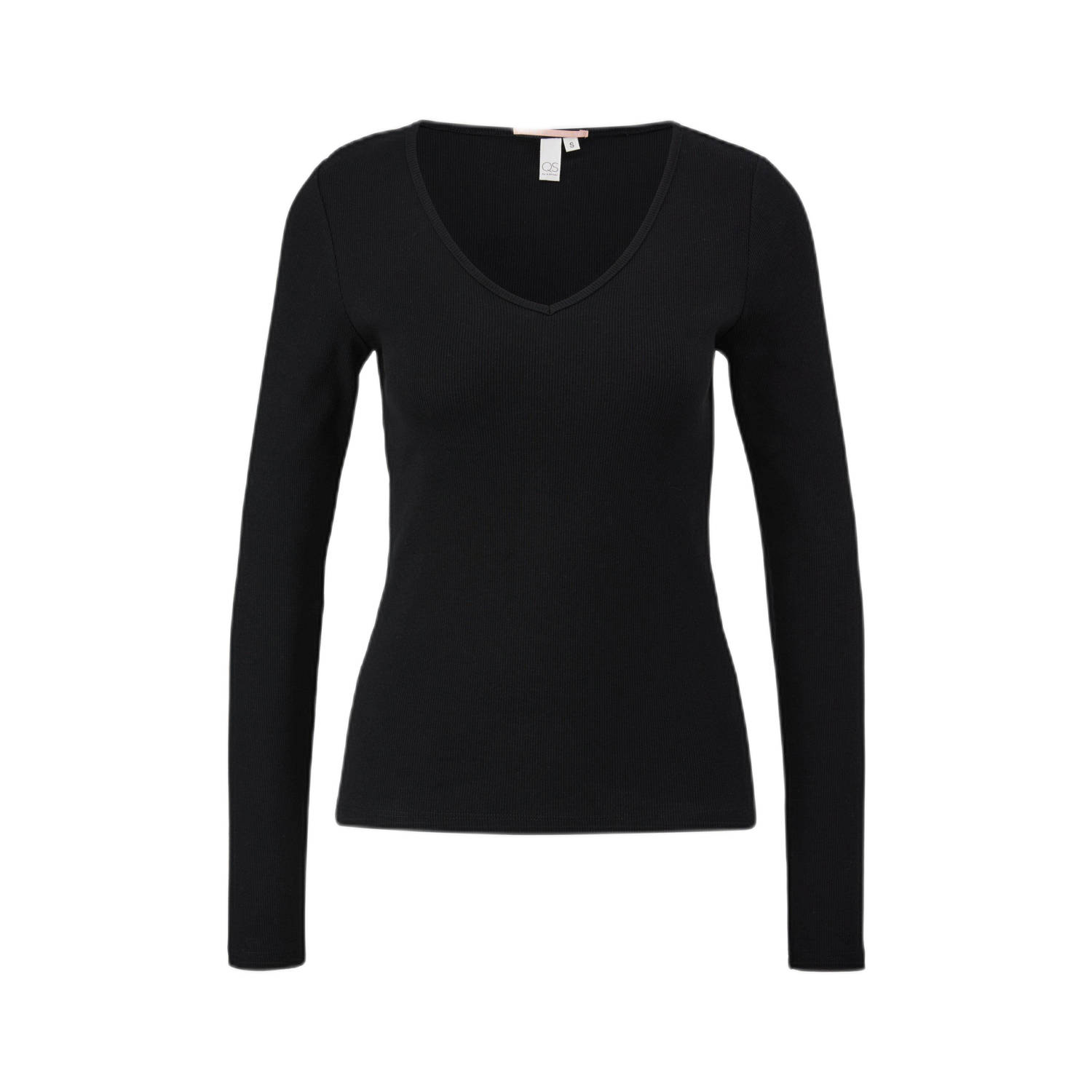 Q S by s.Oliver ribgebreide longsleeve zwart