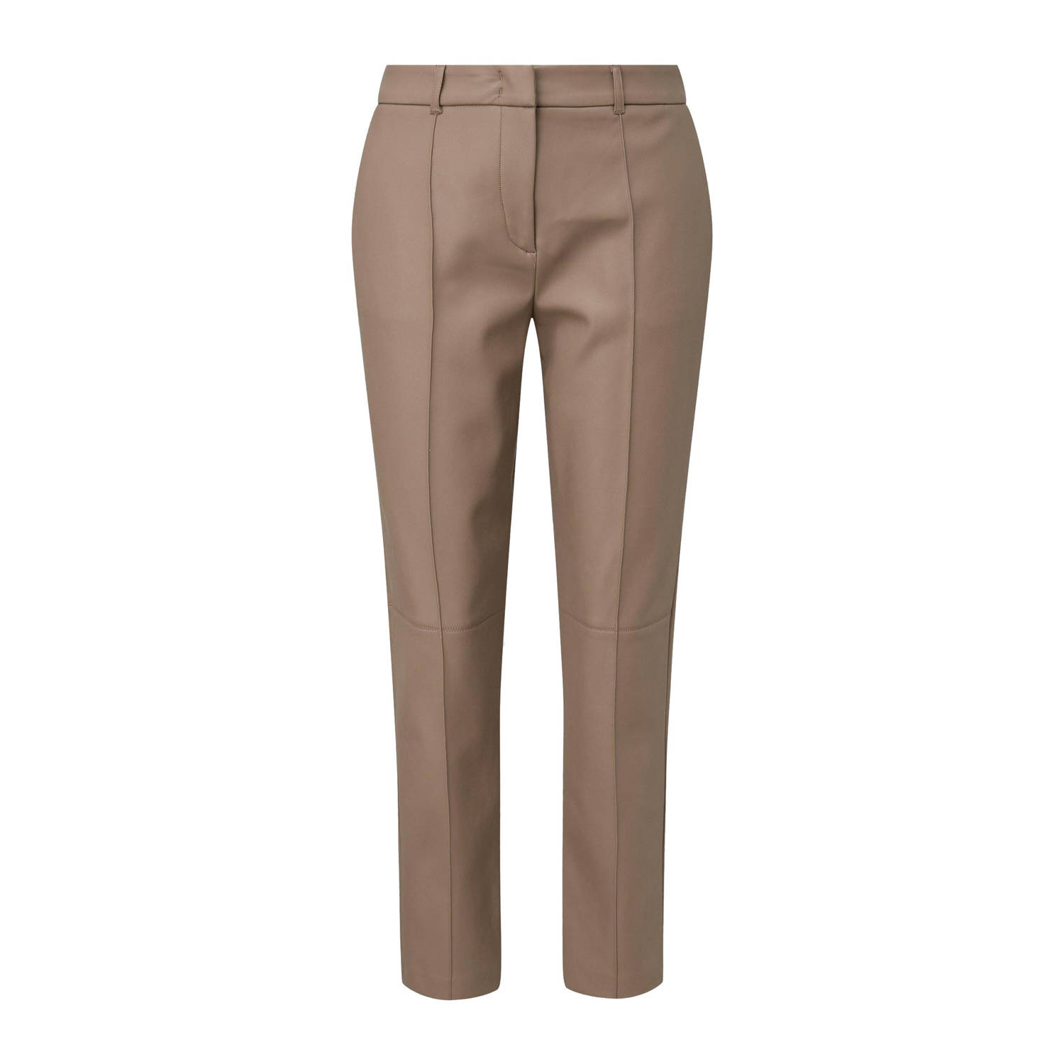 S.Oliver BLACK LABEL imitatieleren cropped high waist relaxed broek beige