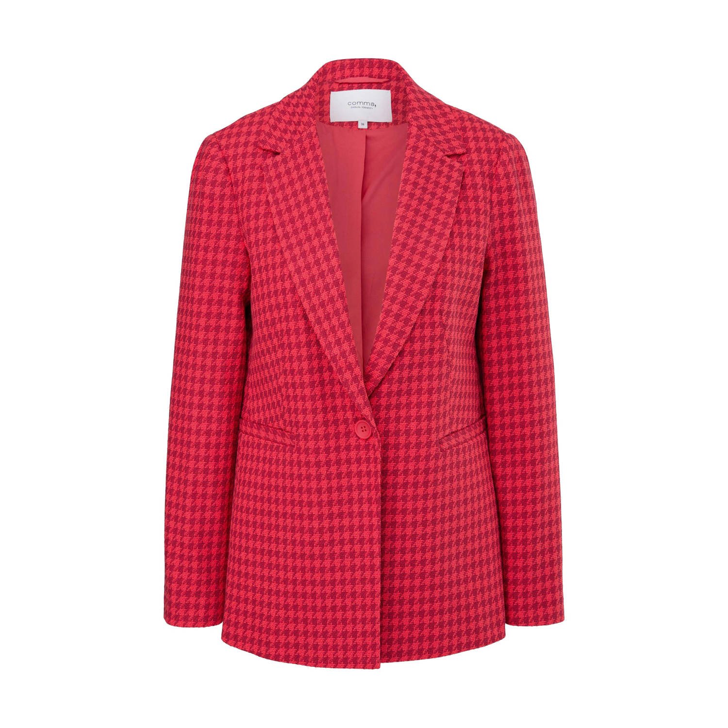 Comma casual identity getailleerde blazer met pied-de-poule roze