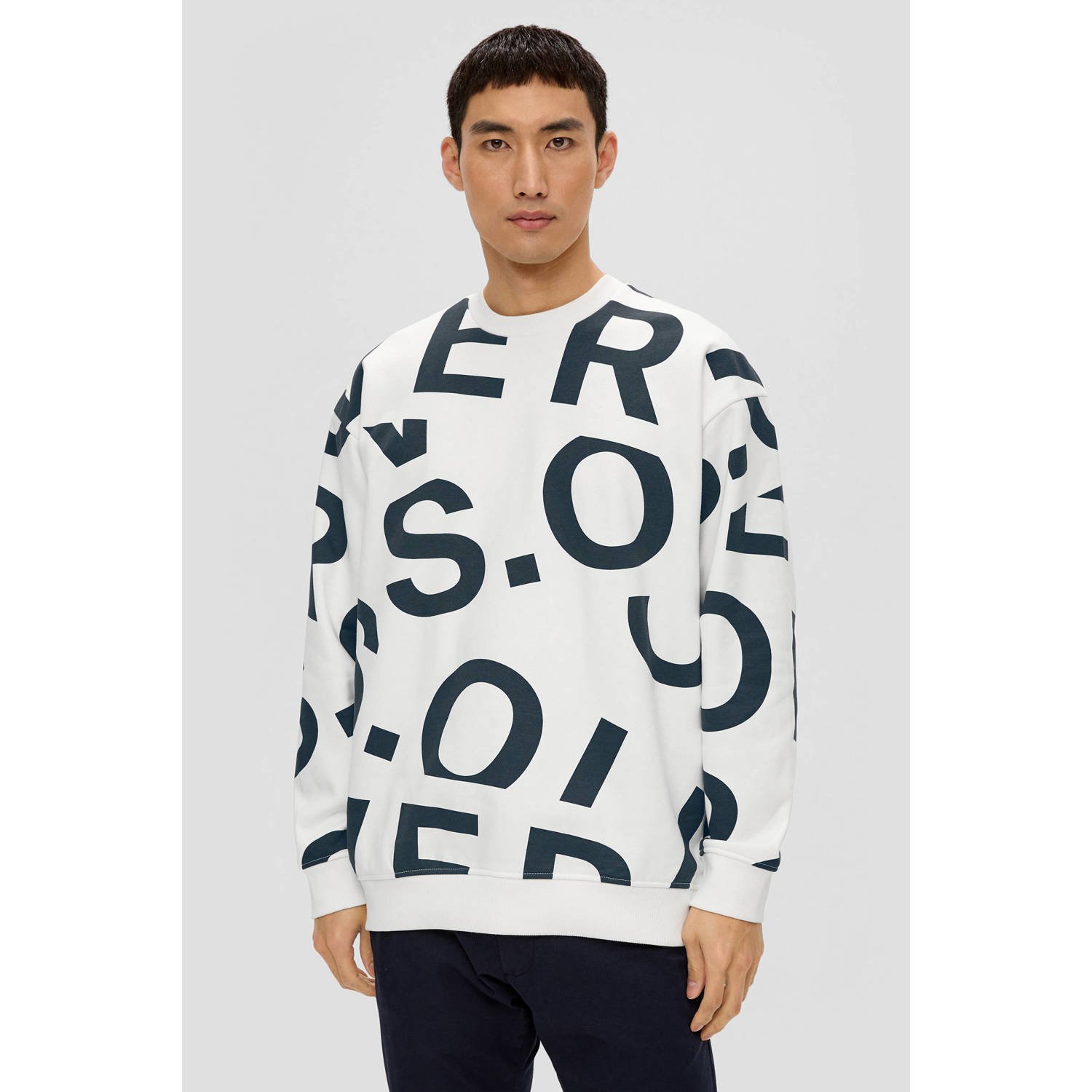 s.Oliver sweater met all over print wit