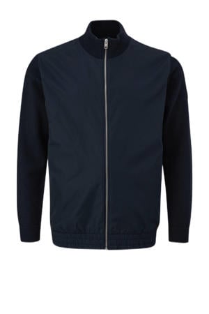 vest Plus Size met wol en logo blauw zwart