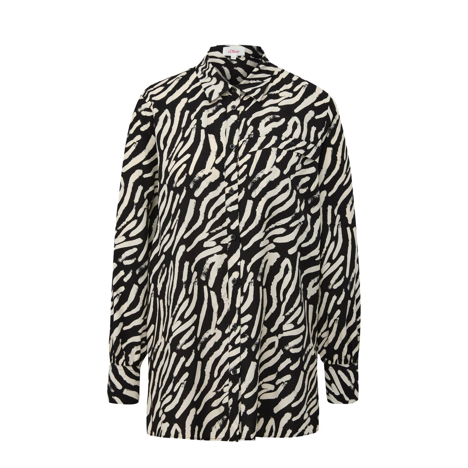 s.Oliver blouse met all over print zwart ecru