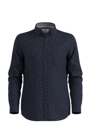 regular fit overhemd Plus Size met all over print donkerblauw