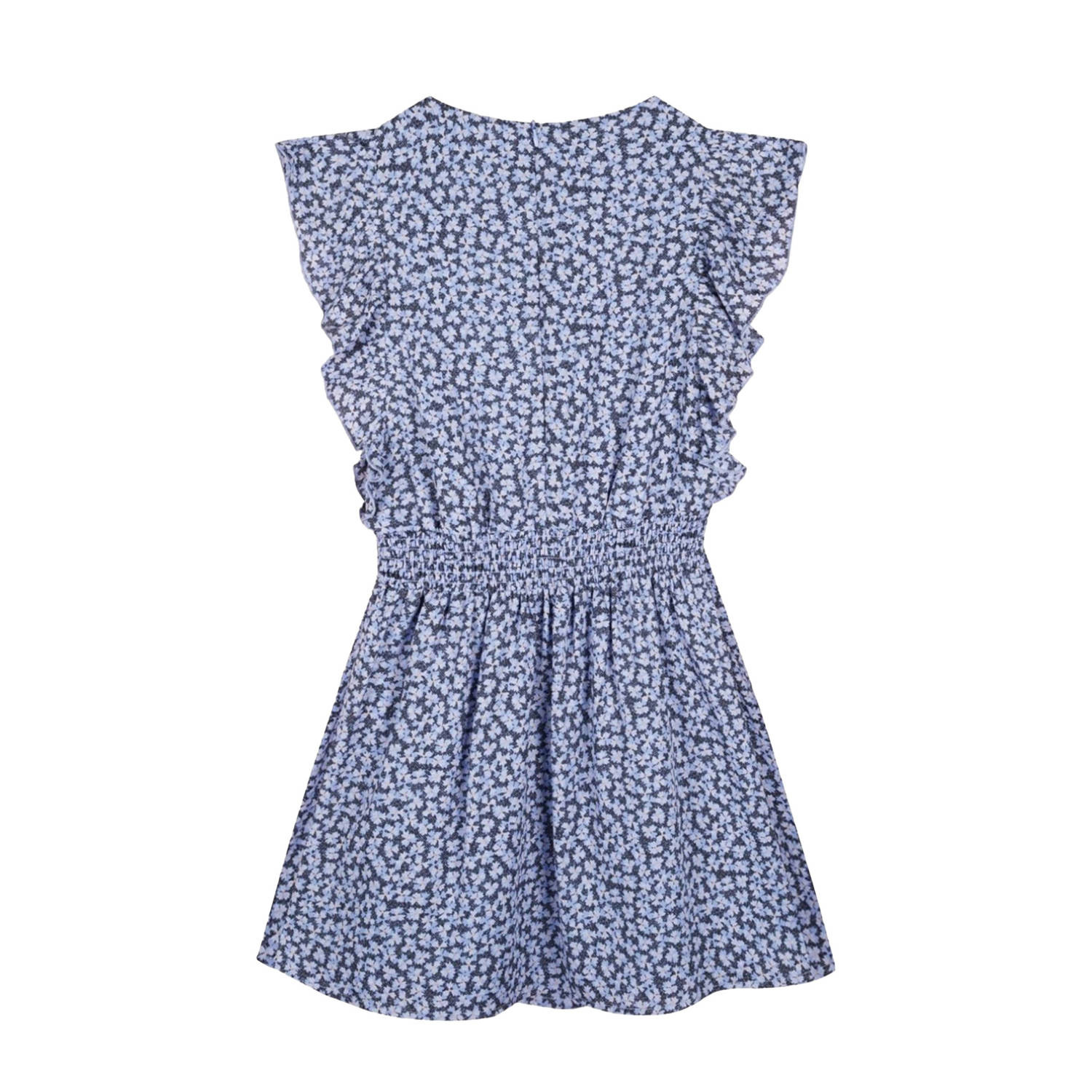NoBell gebloemde jurk Moise donkerblauw lichtblauw