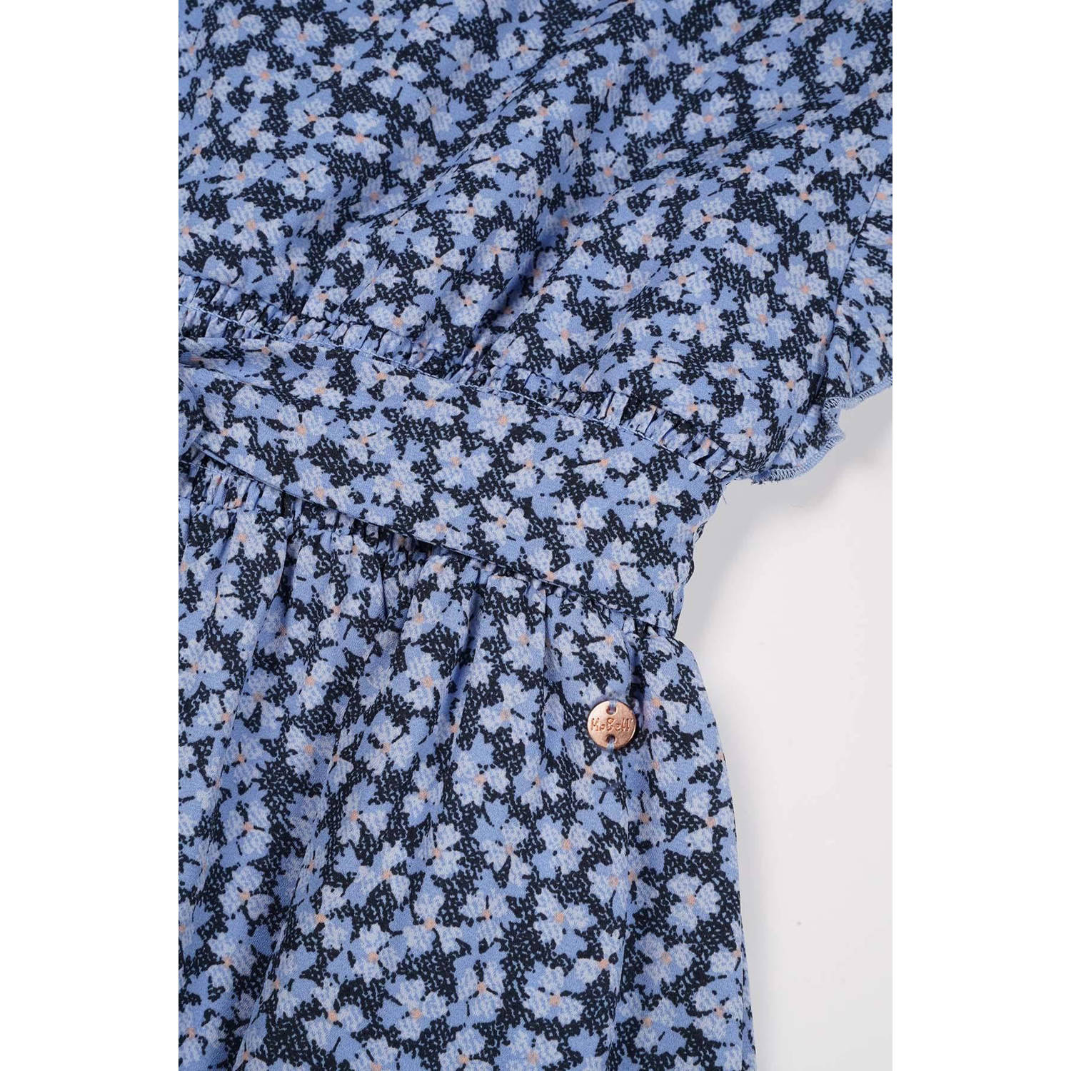 NoBell gebloemde jurk Moise donkerblauw lichtblauw