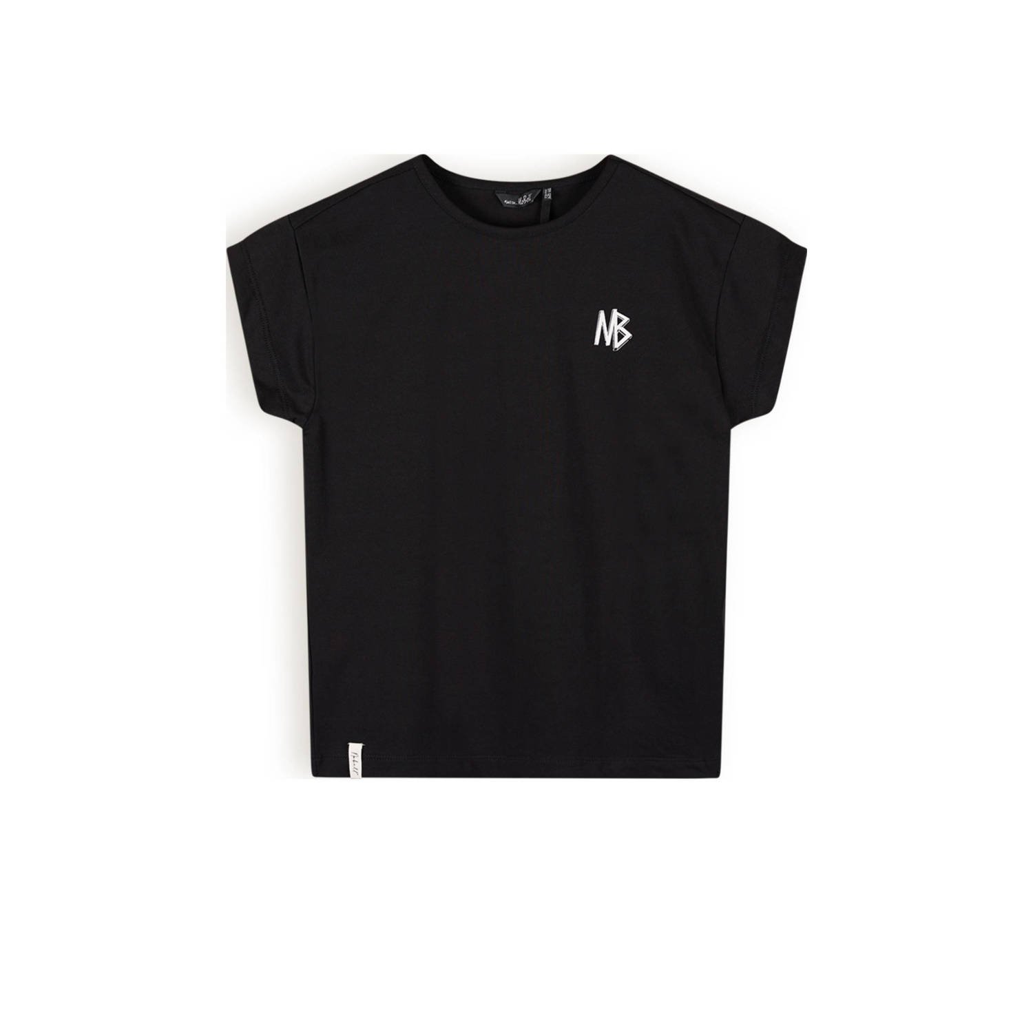 NoBell T-shirt Kasis met backprint zwart Meisjes Stretchkatoen Ronde hals 170 176