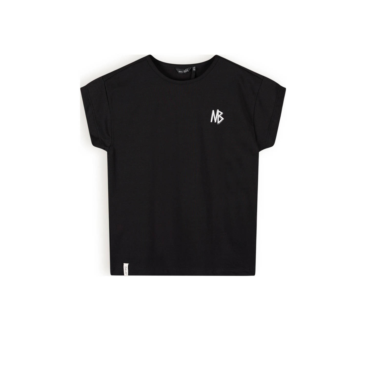 NoBell T-shirt Kasis met backprint zwart Meisjes Stretchkatoen Ronde hals 122 128