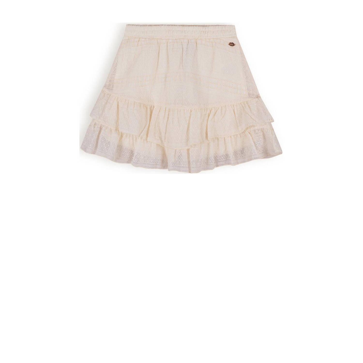 NOBELL Meisjes Rokken Naia Short Skirt Embroidered Chiffon Ecru