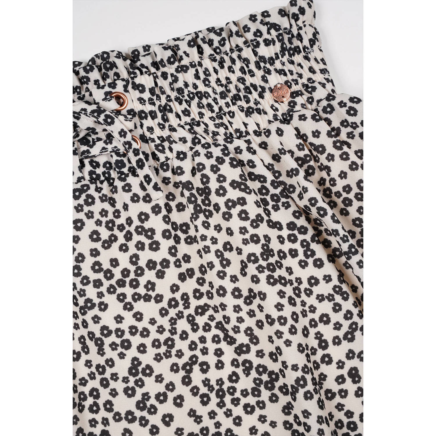 NoBell rok Ninez met all over print en volant ivoor zwart