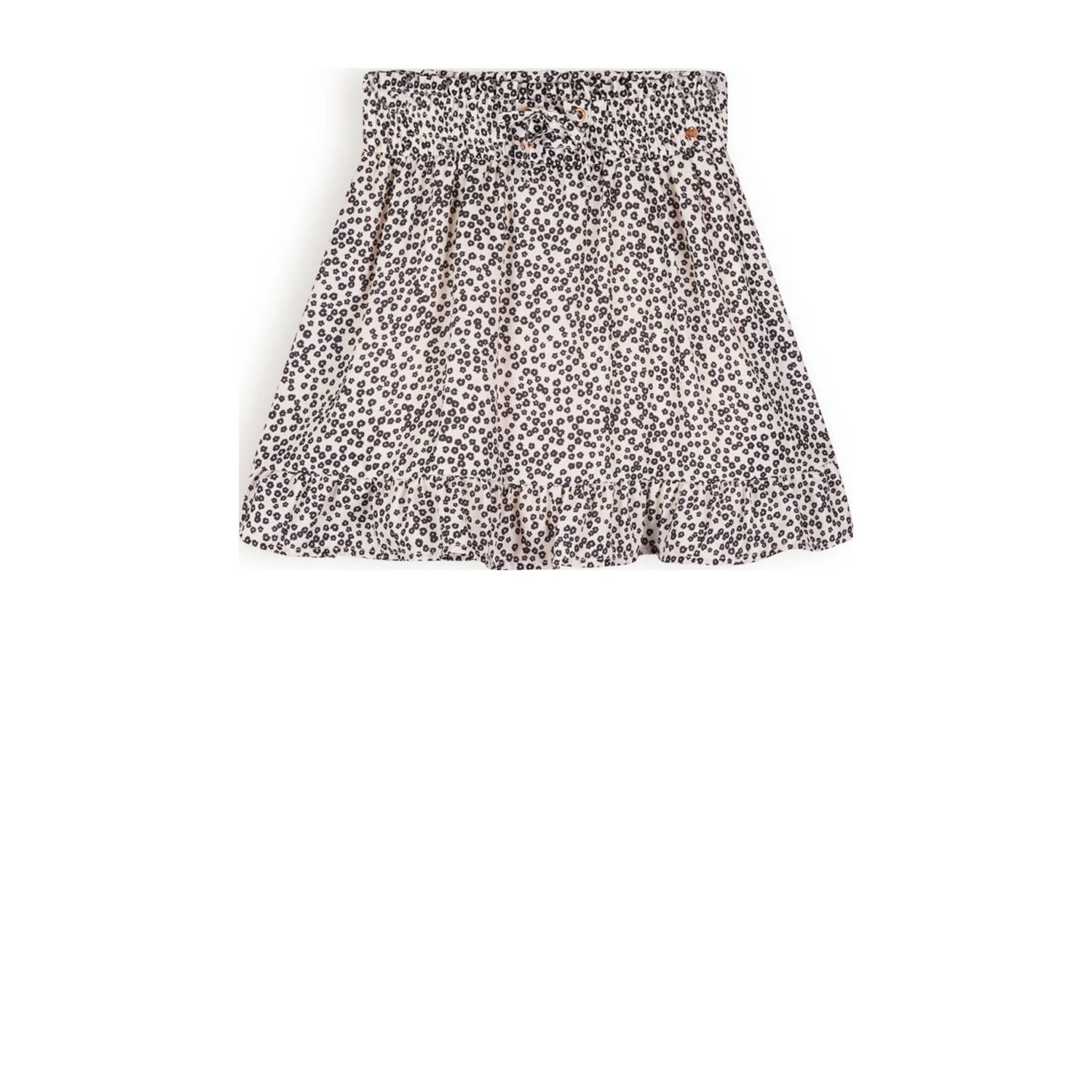 NoBell rok Ninez met all over print en volant ivoor zwart Wit Meisjes Polyester 170 176