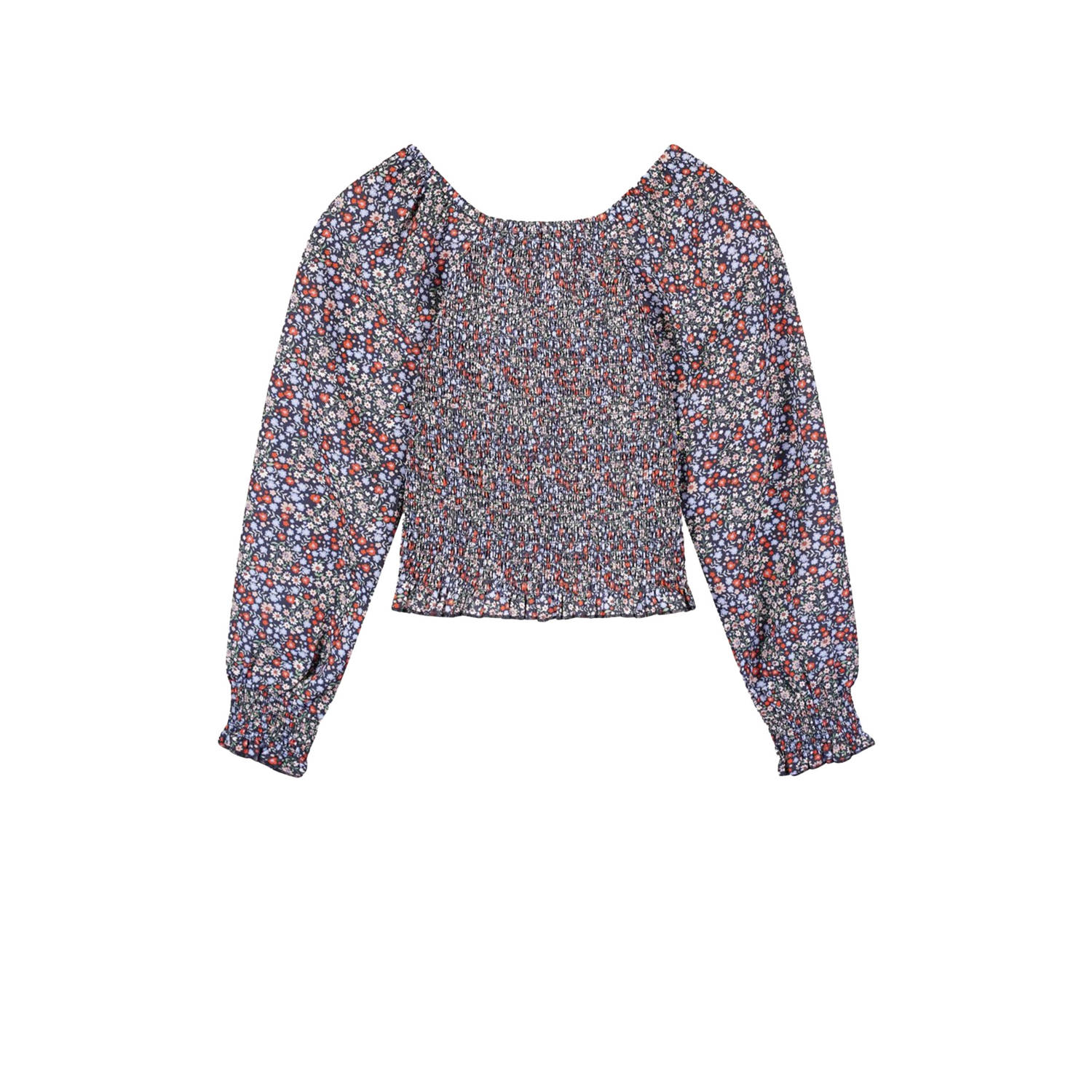 NoBell gebloemde top Tessa donkerblauw multicolor