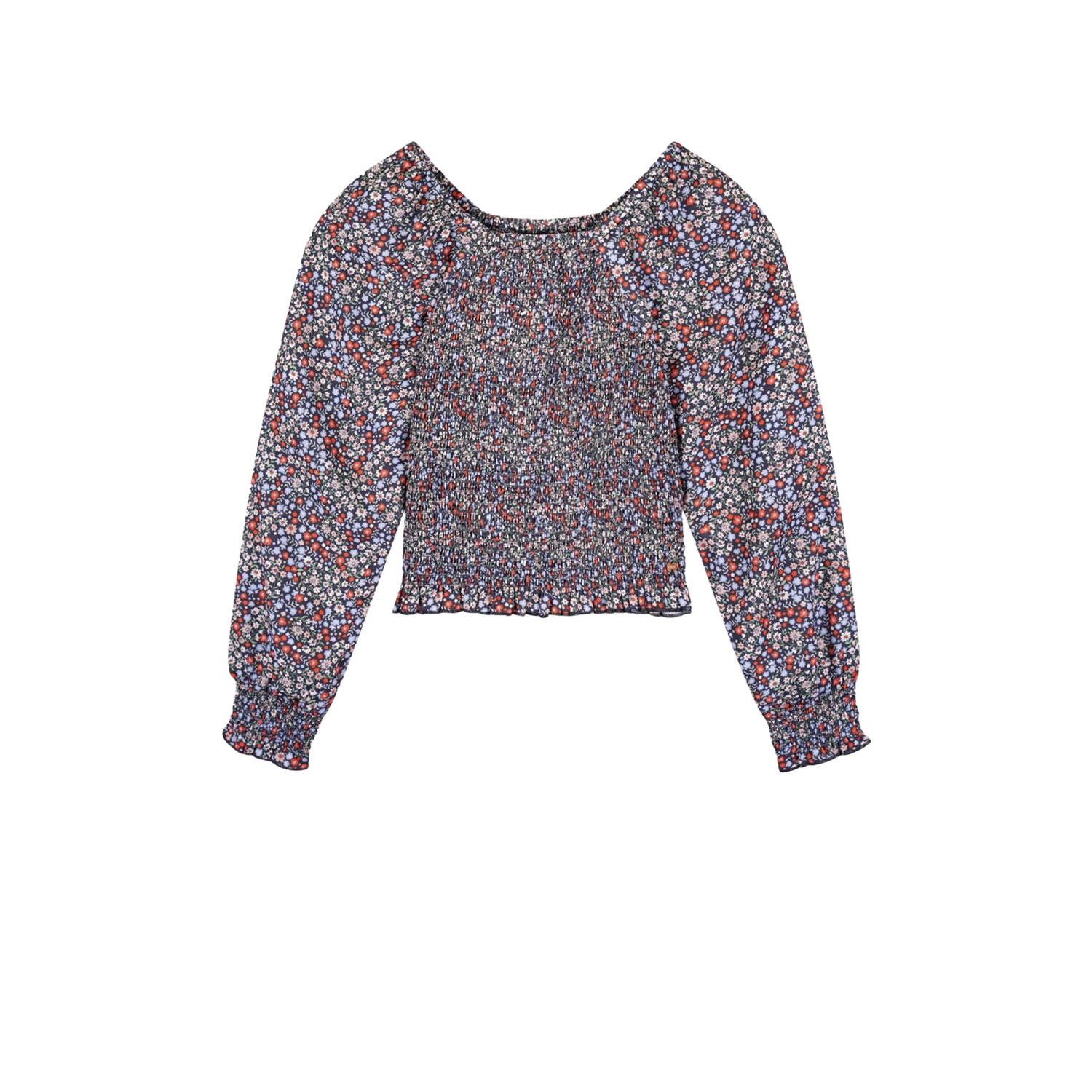 NoBell gebloemde top Tessa donkerblauw multicolor