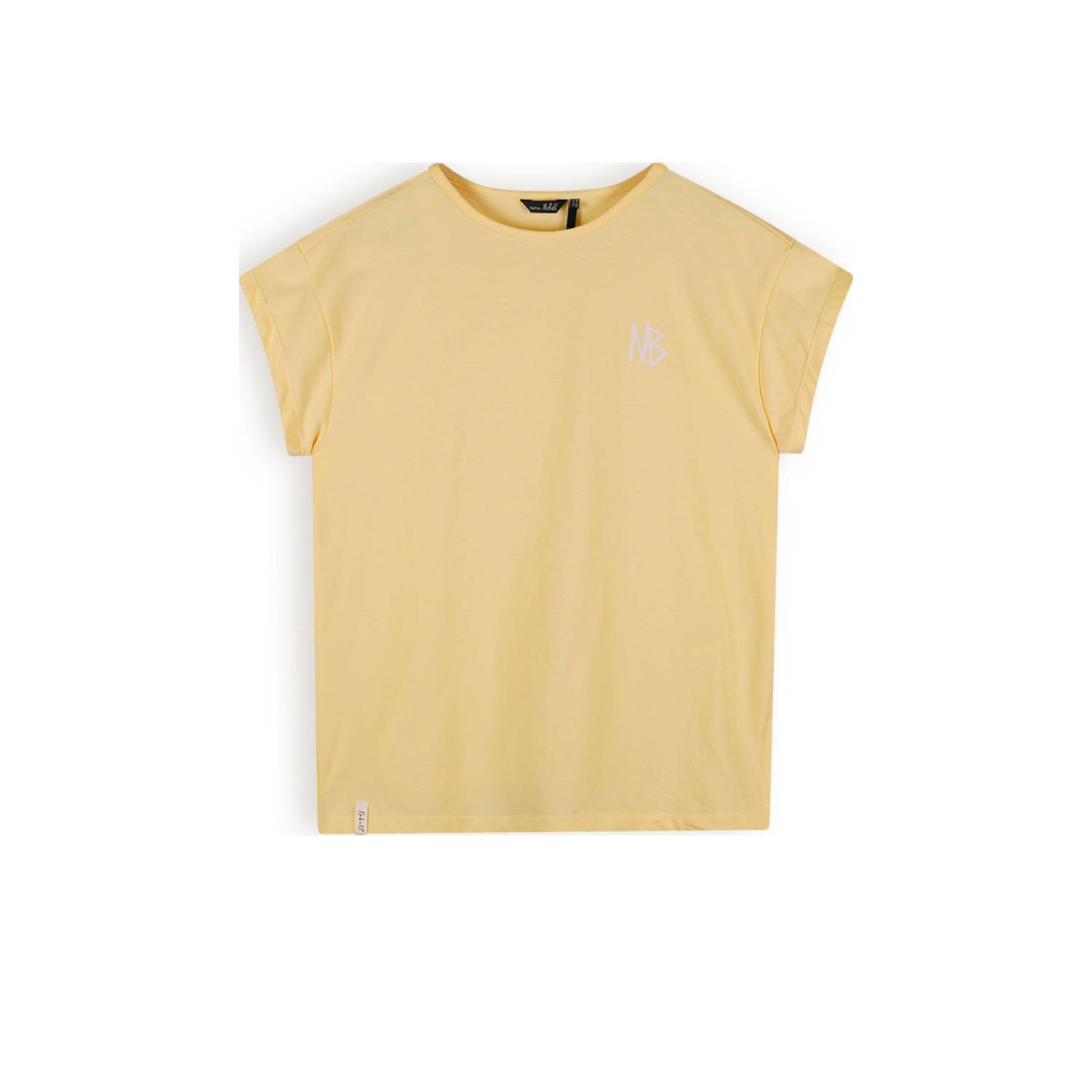 NoBell T-shirt Kasis met backprint lichtgeel Meisjes Stretchkatoen Ronde hals 122 128