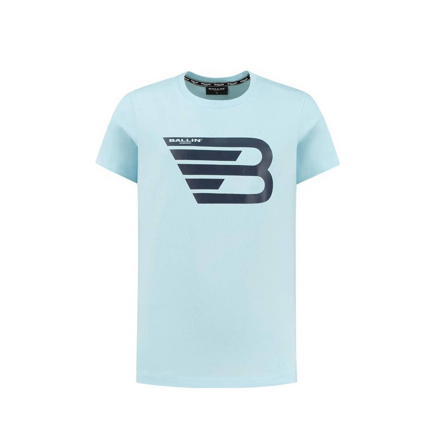 Ballin T-shirt met printopdruk lichtblauw Jongens Katoen Ronde hals Printopdruk 140