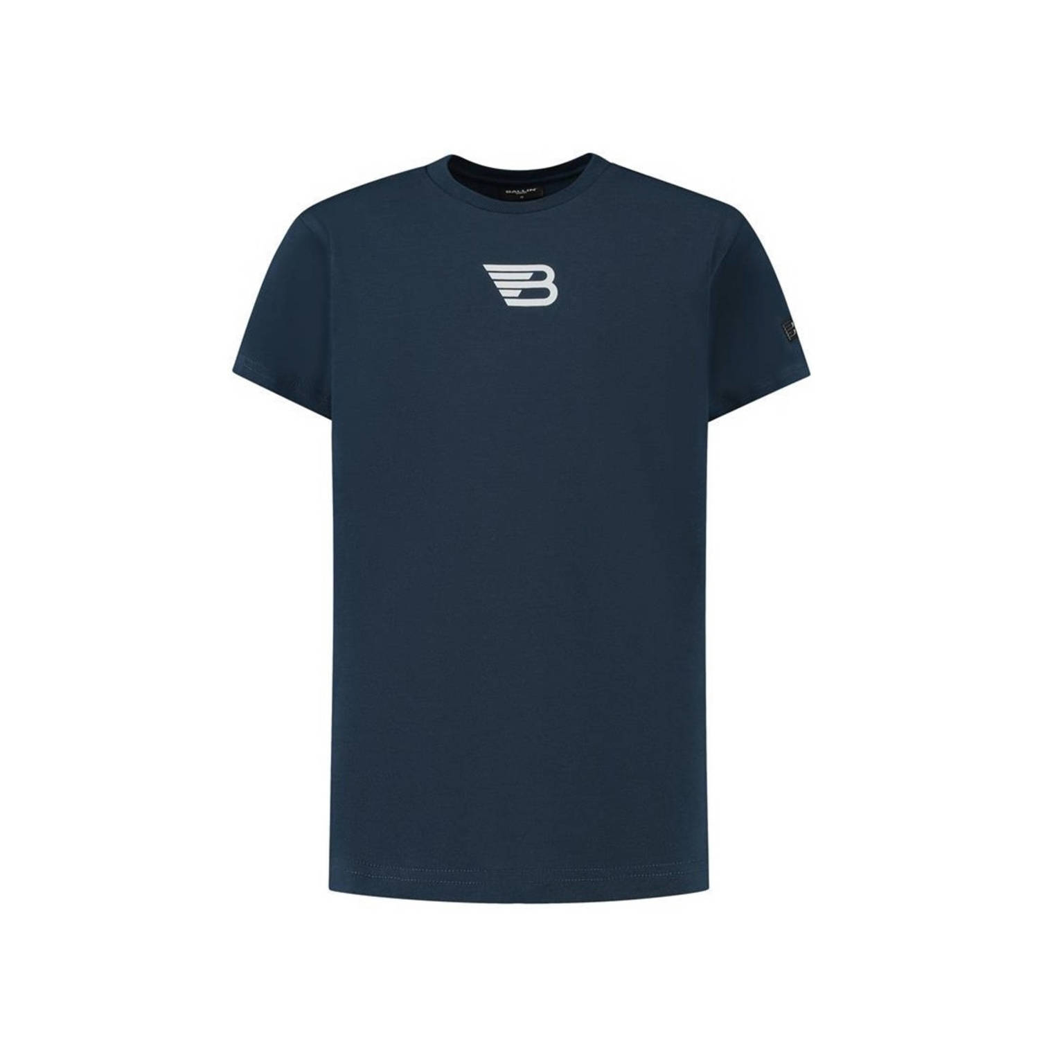 Ballin T-shirt met backprint donkerblauw Jongens Katoen Ronde hals Backprint 152