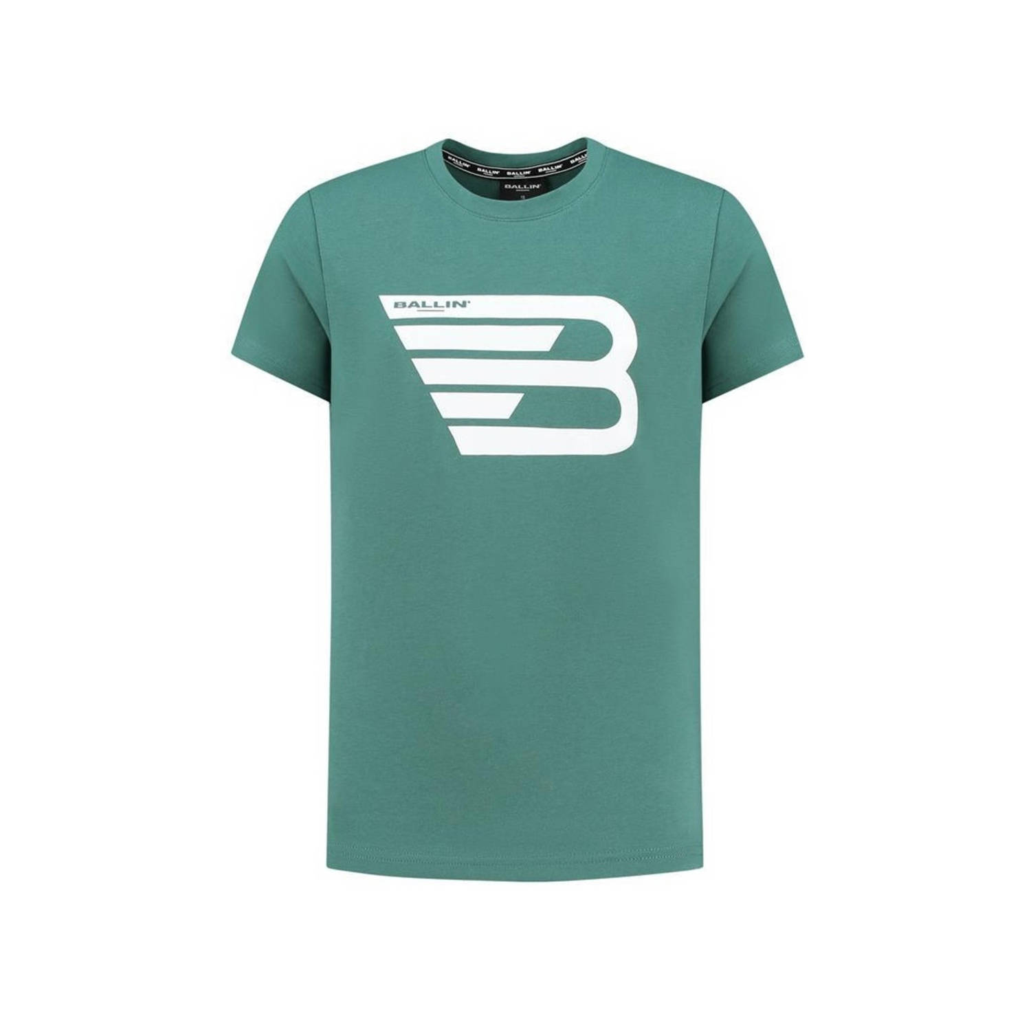 Ballin T-shirt met printopdruk groen Jongens Katoen Ronde hals Printopdruk 140