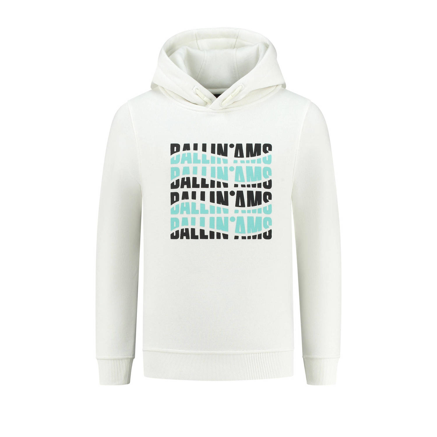 Ballin hoodie met printopdruk wit lichtblauw zwart