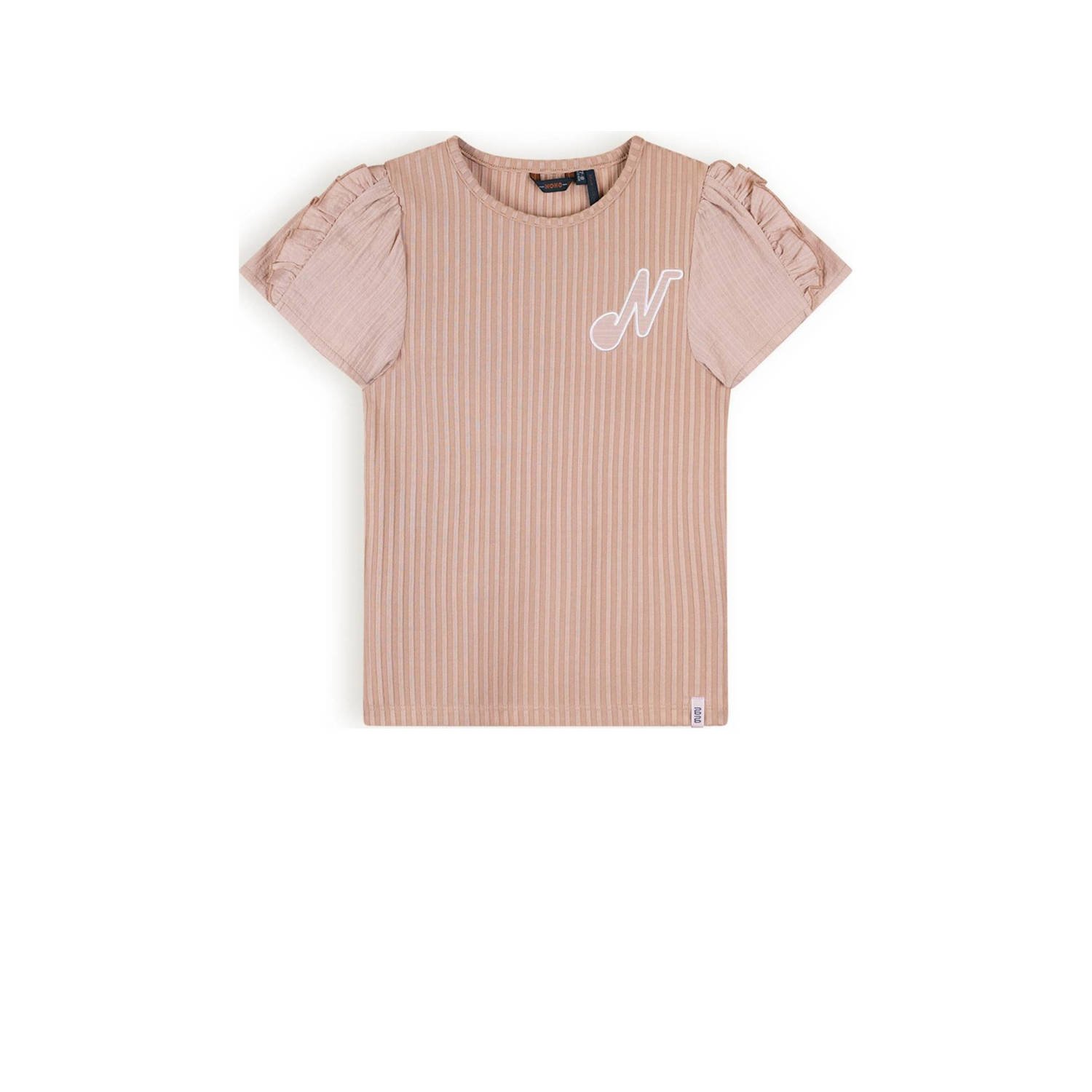 NONO Meisjes Tops & T-shirts Kathleen Tshirt With Fancy Contrast Sleeves Zand