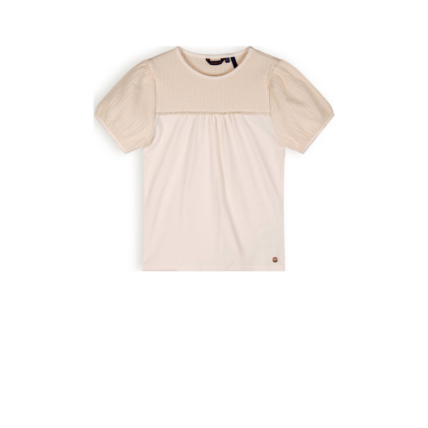 NONO Meisjes Tops & T-shirts Karen T-shirt Mixed Fabris Puffed Shorts Sleeves Ecru