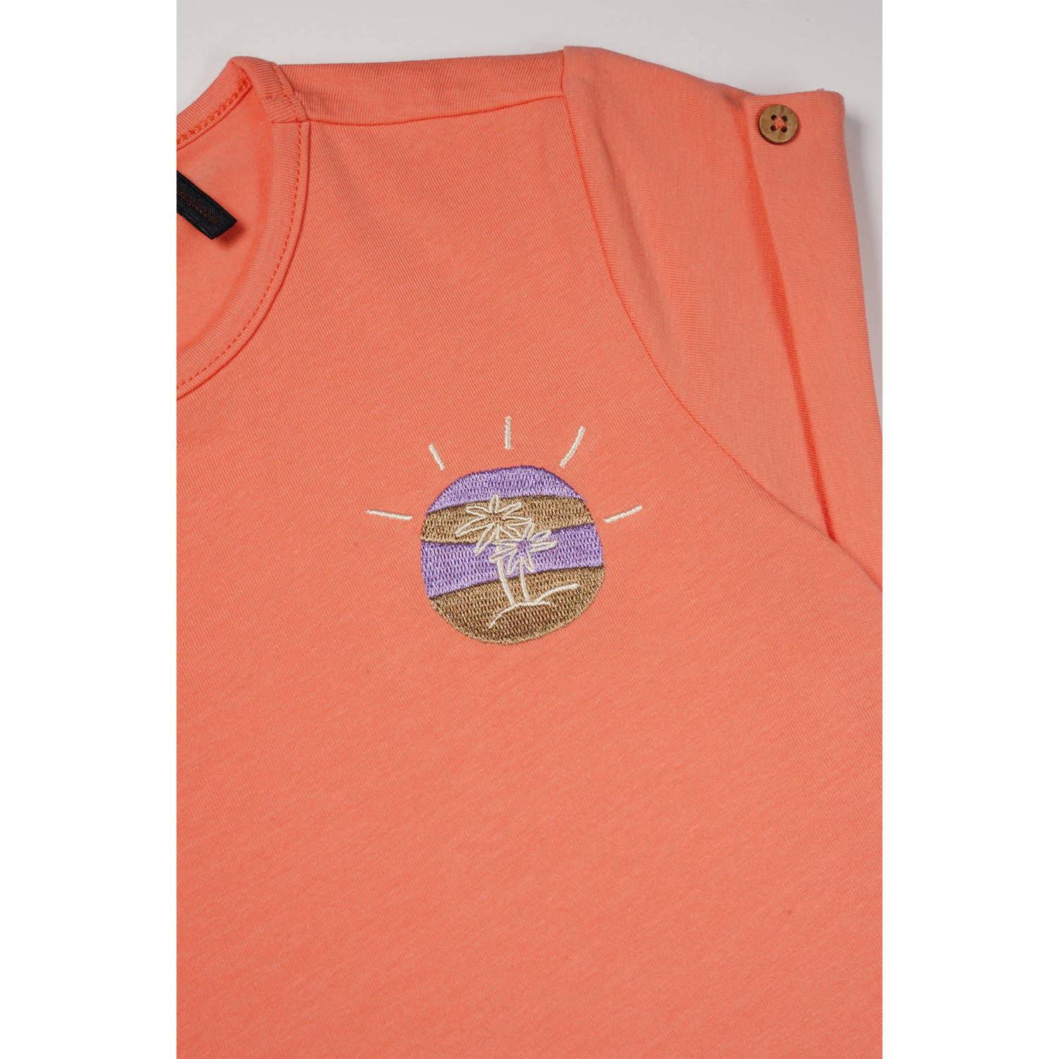 NONO T-shirt Kiki met printopdruk koraaloranje