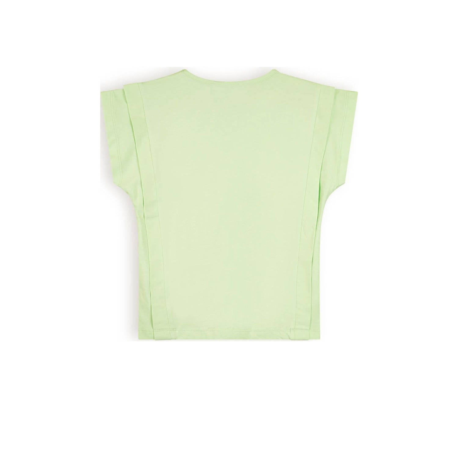 NONO T-shirt Kiam met tekst lichtgroen