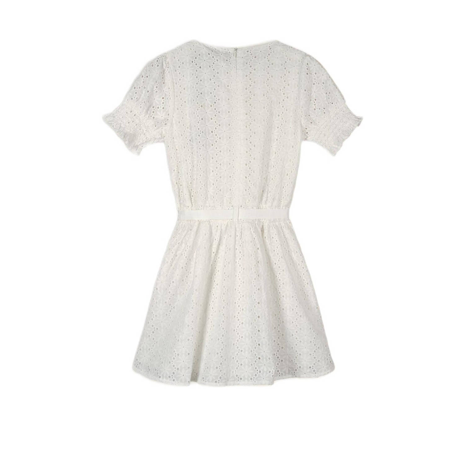 NONO jurk Mirabel met textuur wit