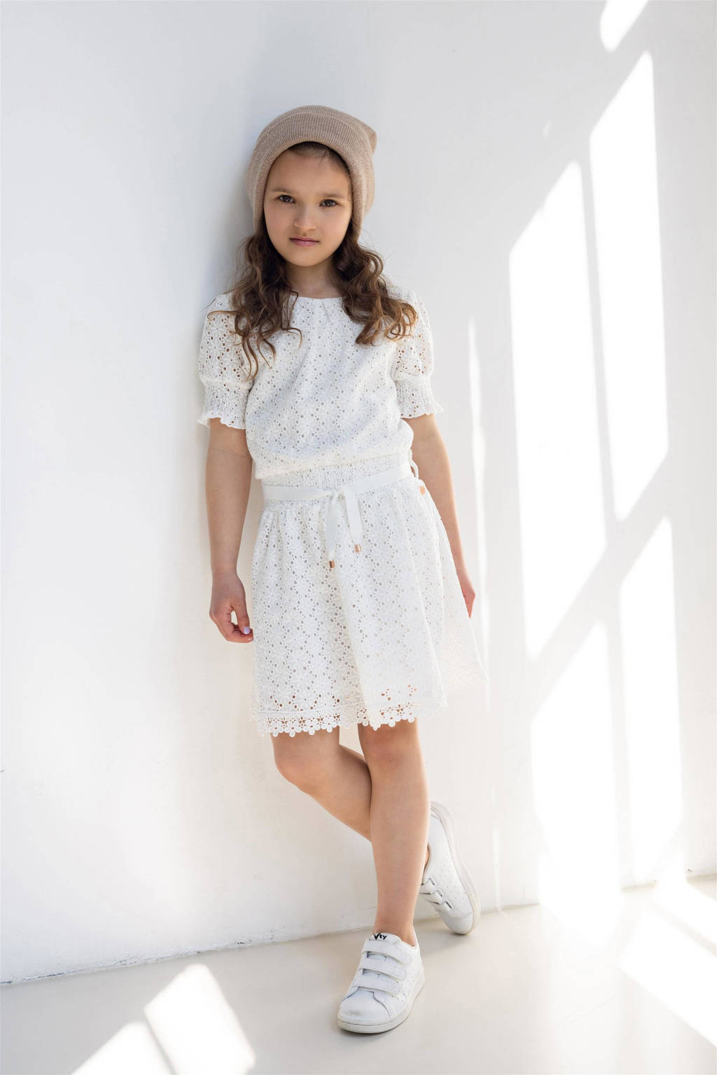 jurk Mirabel met textuur wit