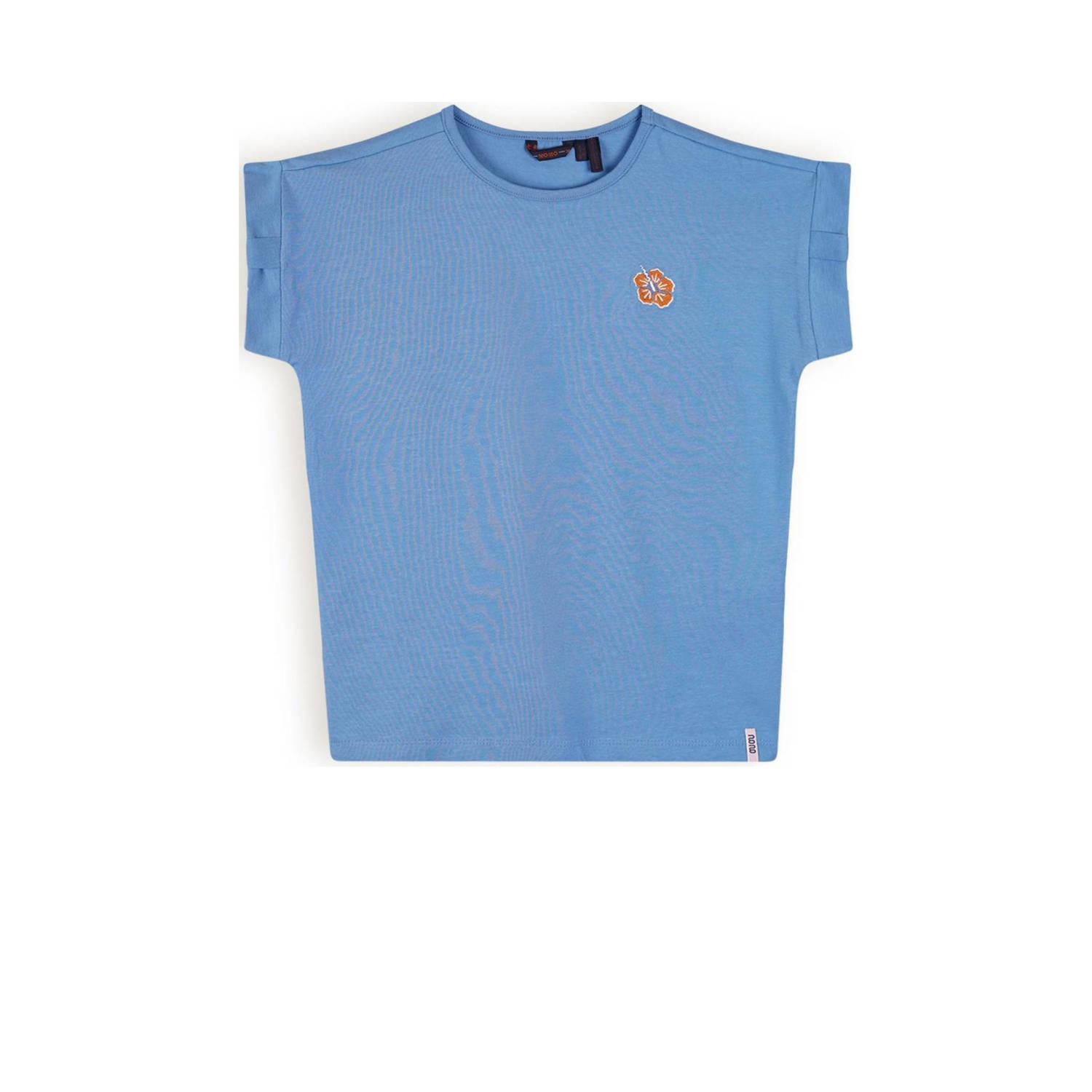 NONO T-shirt Kamelle met backprint hemelsblauw Meisjes Stretchkatoen Ronde hals 122 128