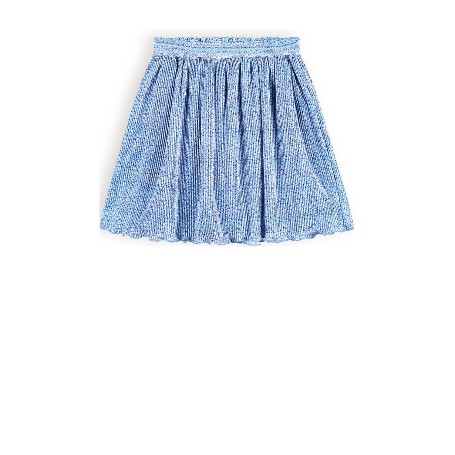 NONO rok Norah met all over print en textuur lichtblauw