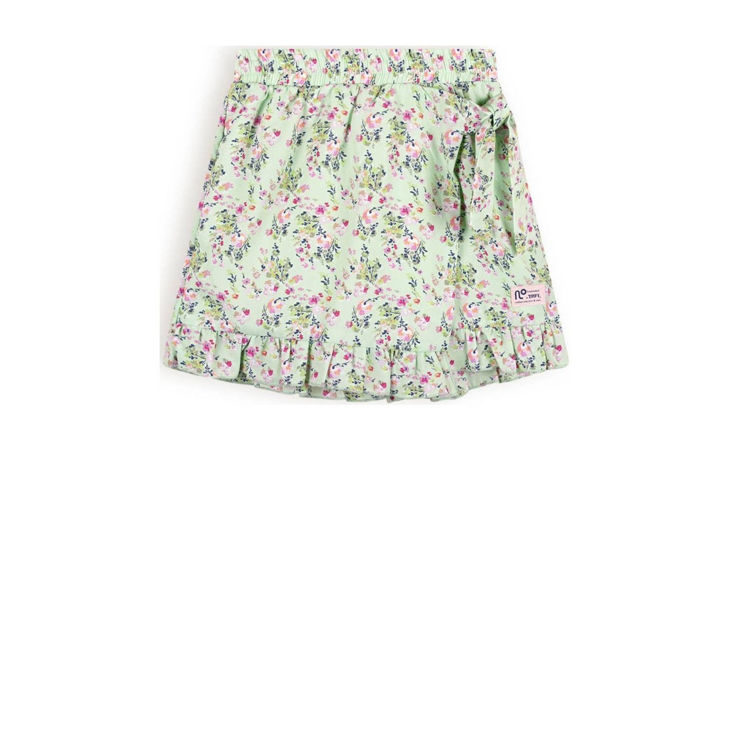 NONO gebloemde skort Saya lichtgroen roze Rok Meisjes Gerecycled polyester 122 128