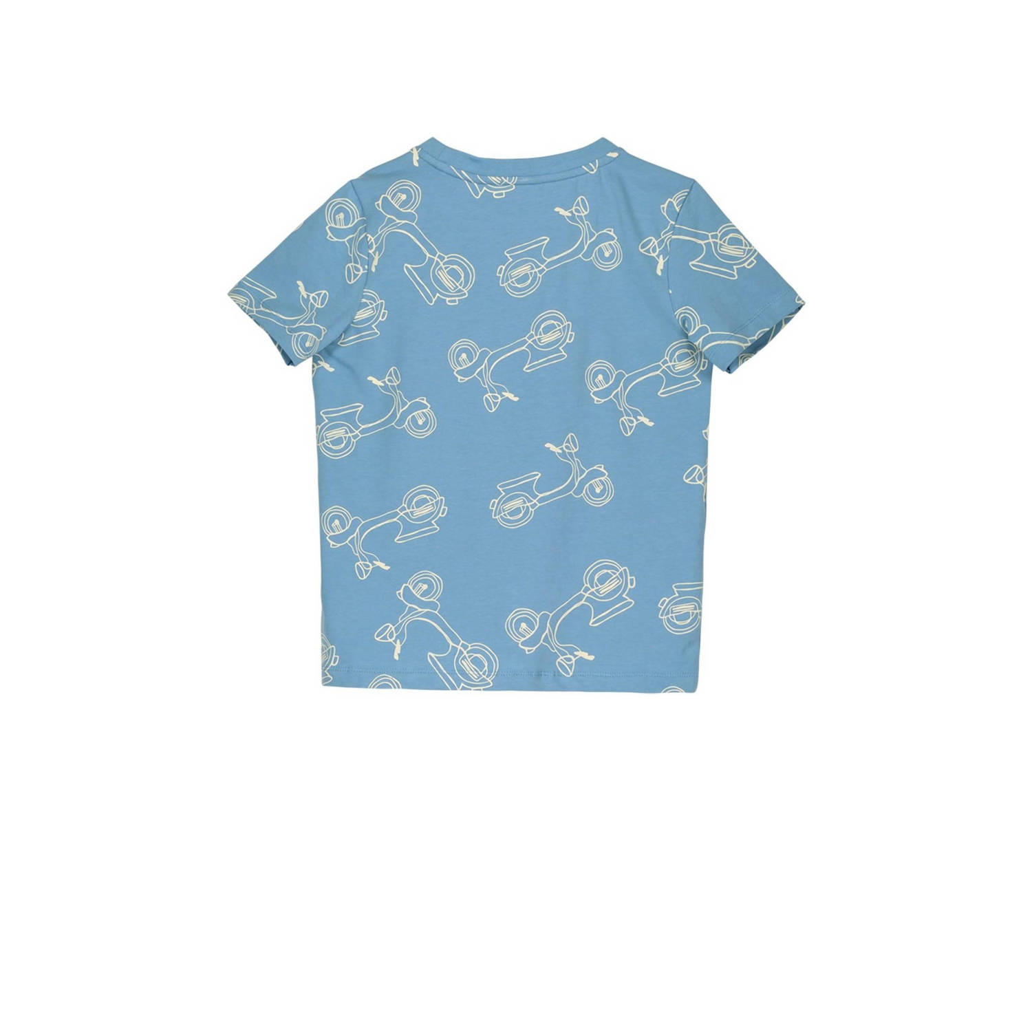 Moodstreet T-shirt met all over print lichtblauw offwhite