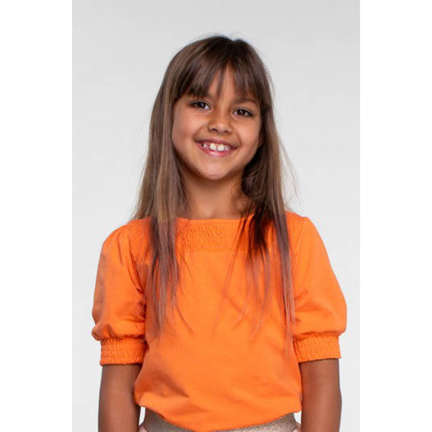 Moodstreet top oranje Meisjes Stretchkatoen Ronde hals Effen 110 116