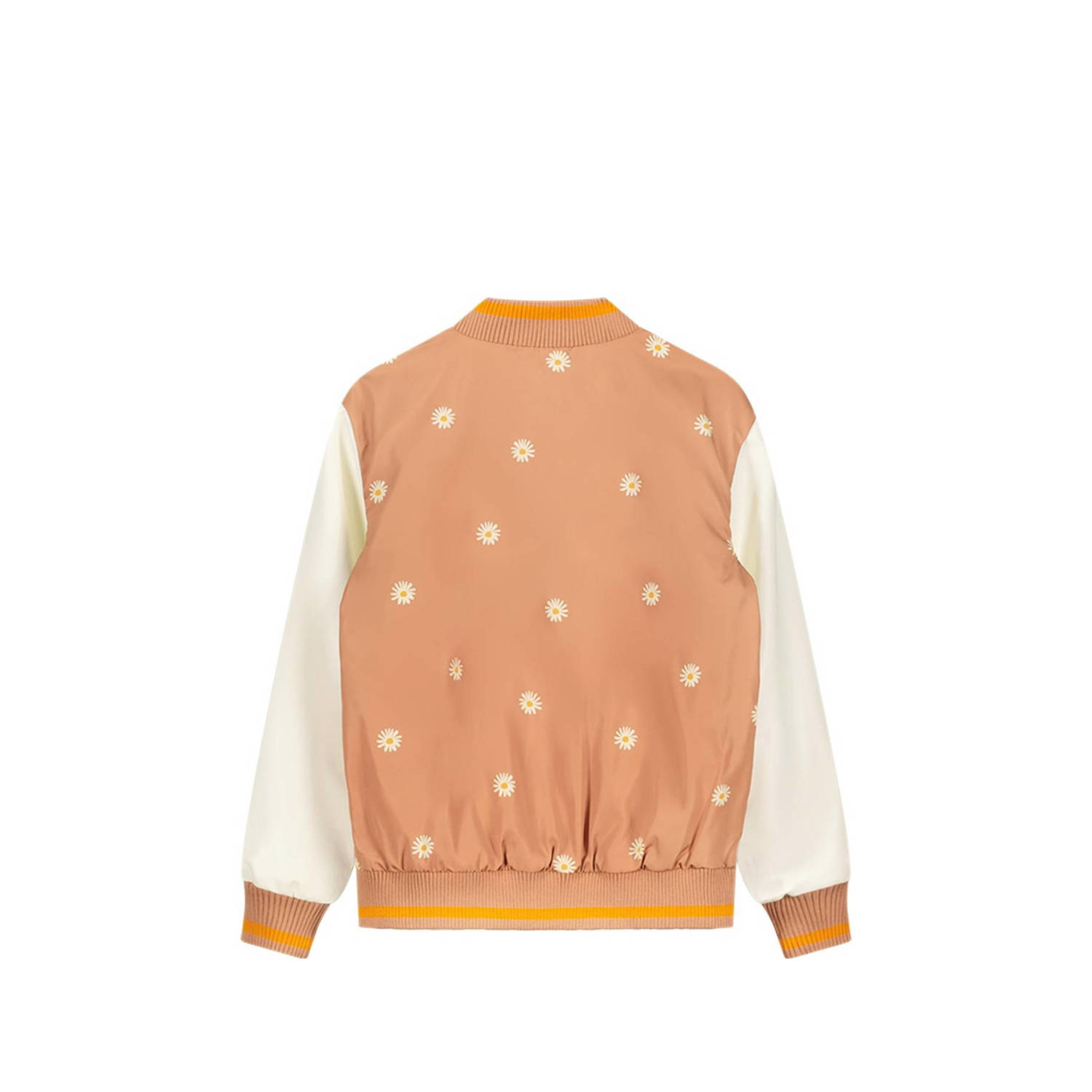Moodstreet gebloemde baseball jacket lichtbruin offwhite