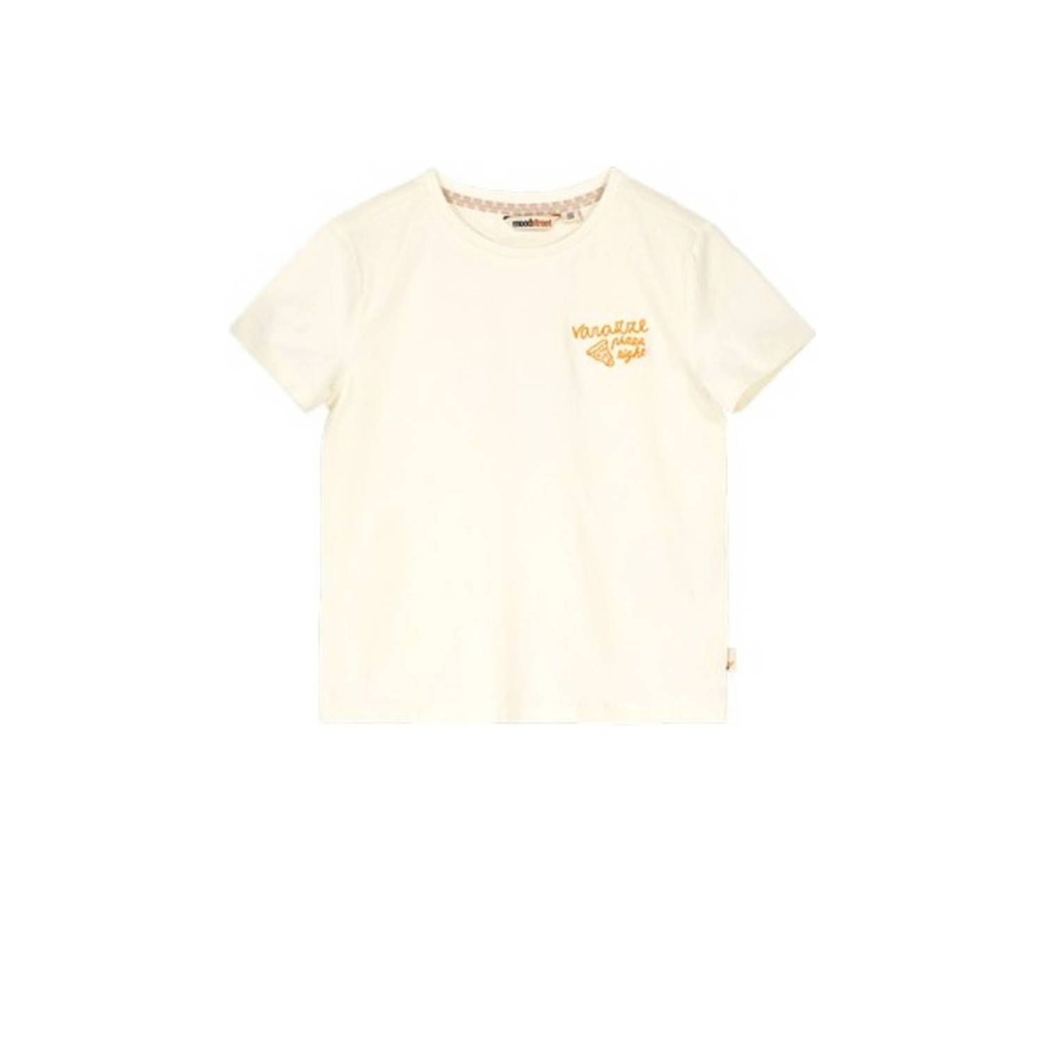 Moodstreet T-shirt met backprint offwhite Wit Meisjes Katoen Ronde hals 122 128