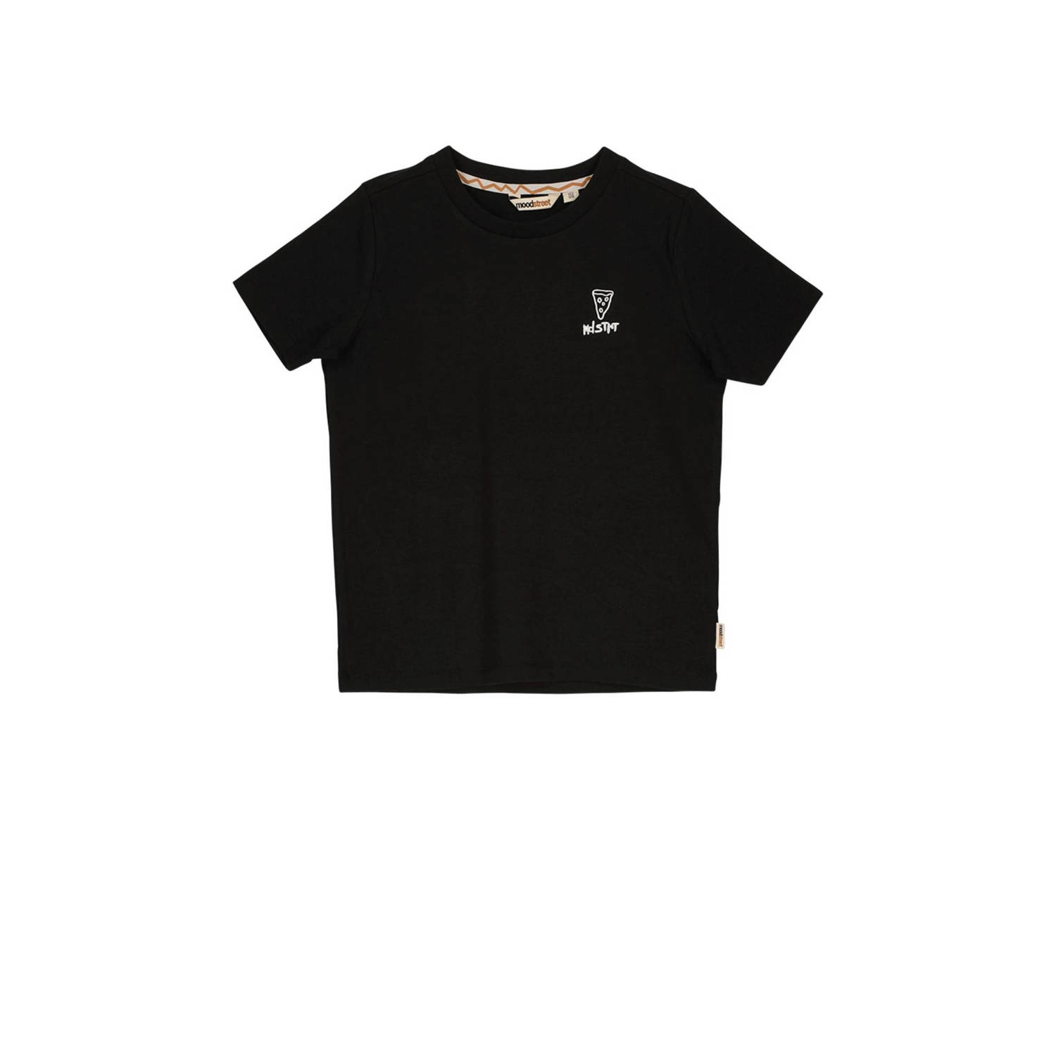 Moodstreet T-shirt met backprint zwart Jongens Stretchkatoen Ronde hals 110 116