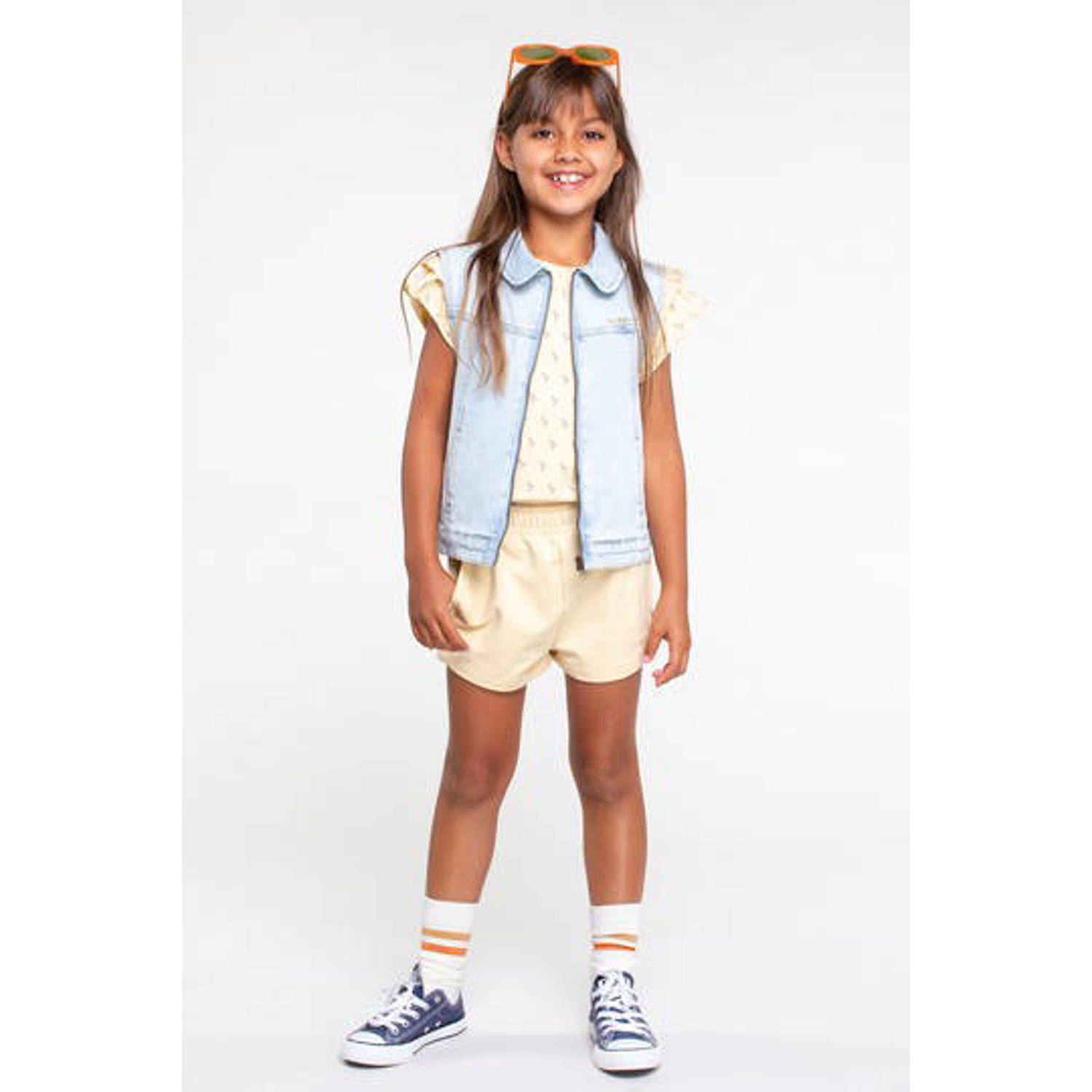 Moodstreet regular fit sweatshort lichtgeel