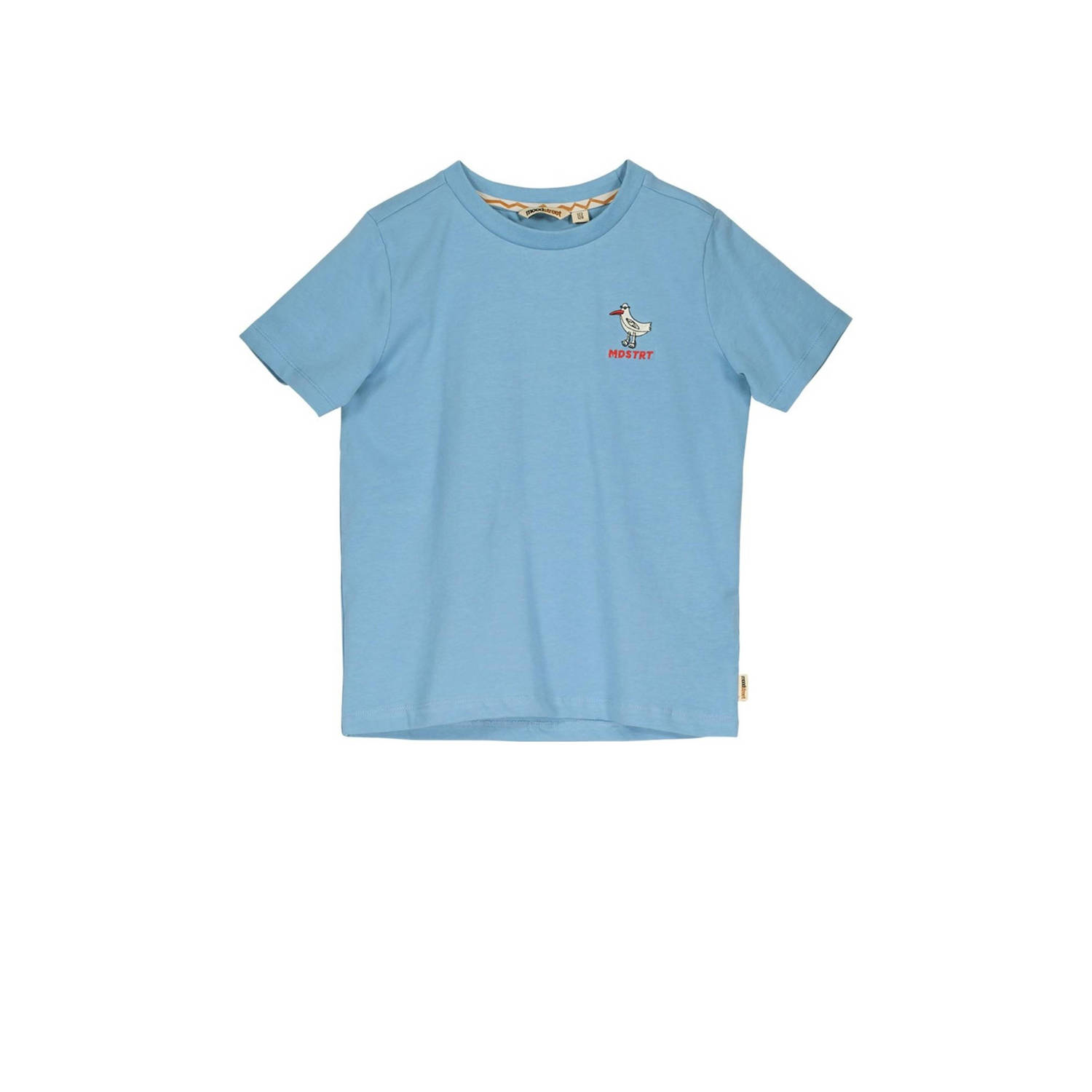 Moodstreet T-shirt met backprint lichtb lauw Blauw Jongens Stretchkatoen Ronde hals 110 116