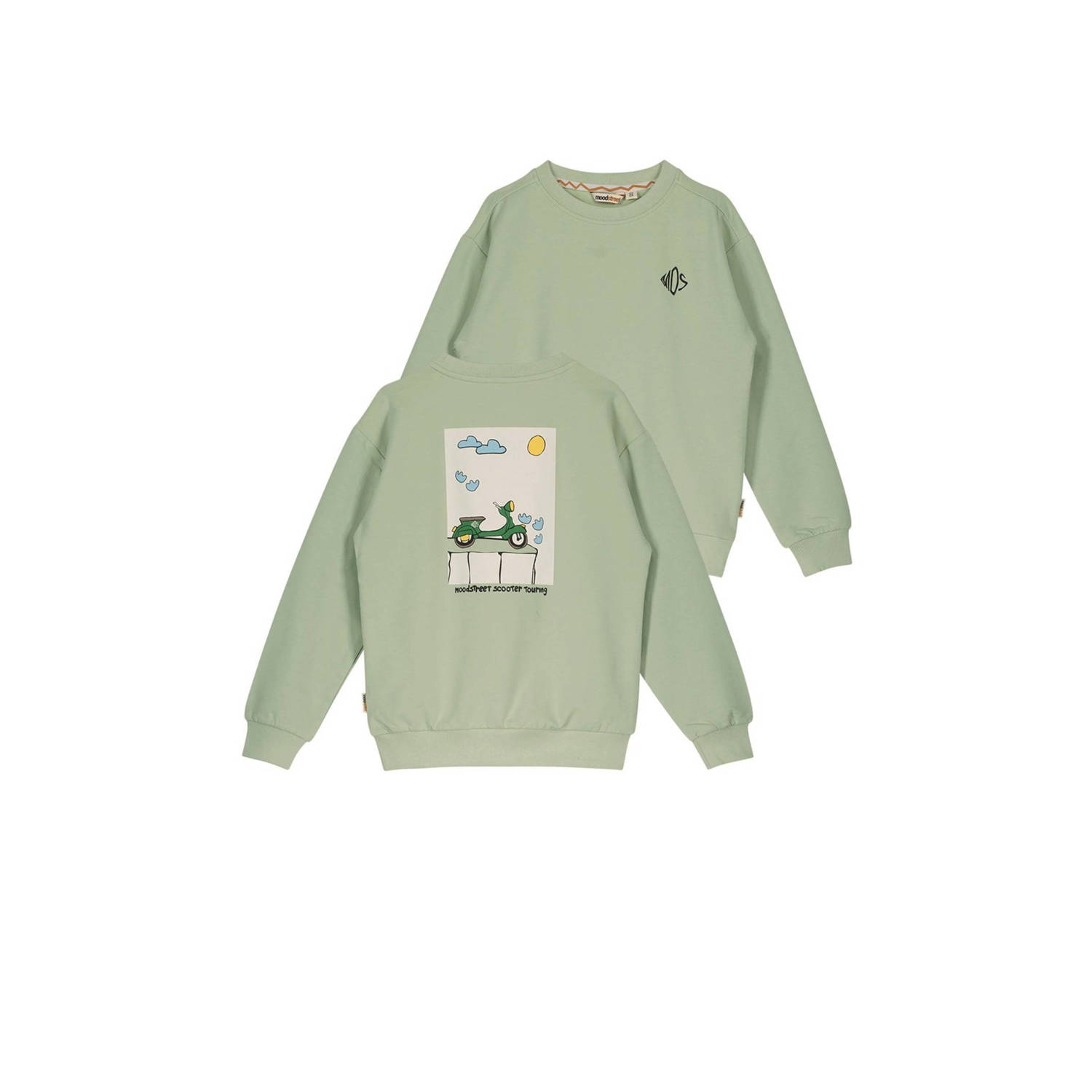 Moodstreet sweater met backprint lichtgroen