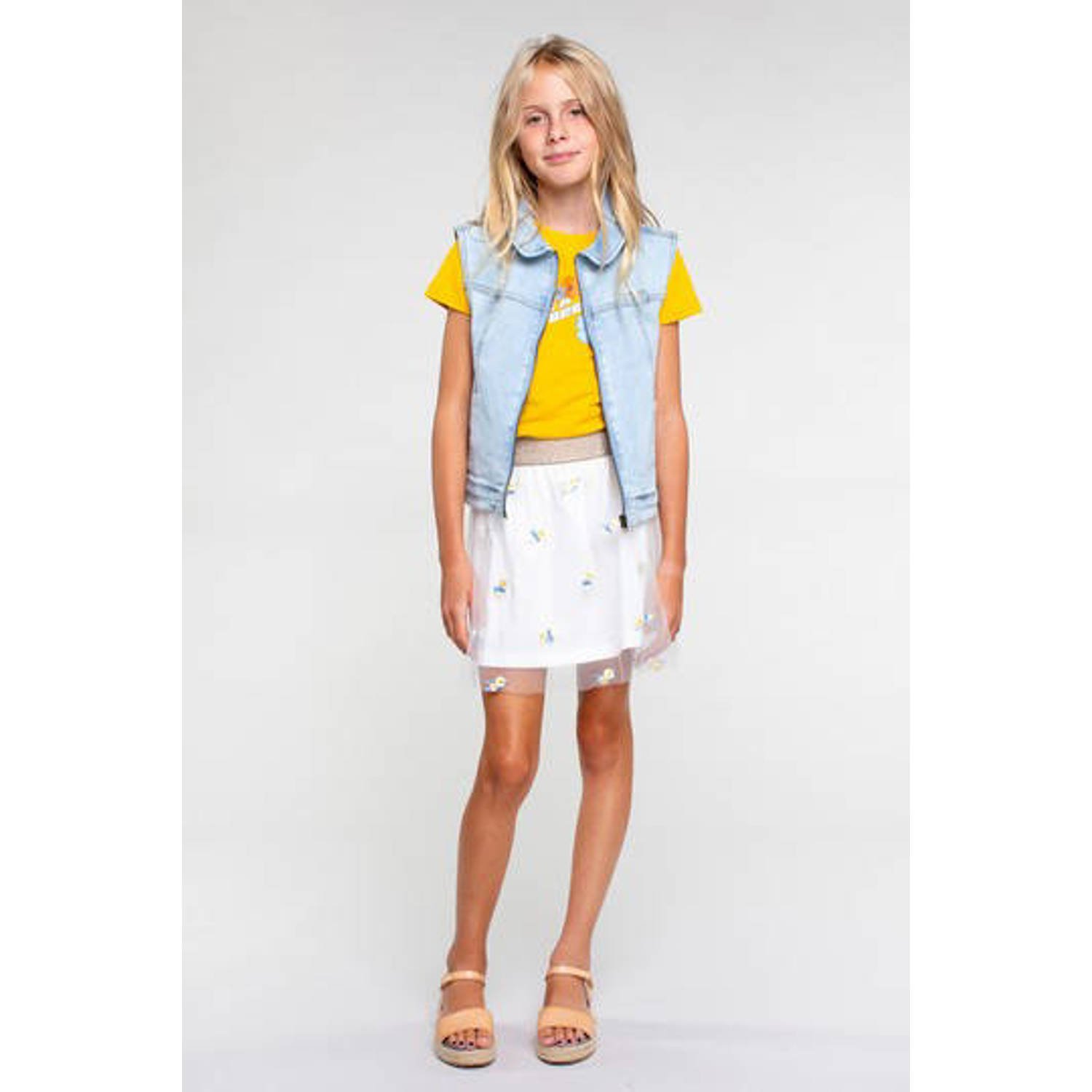 Moodstreet gebloemde rok offwhite Wit Meisjes Polyester Bloemen 110 116