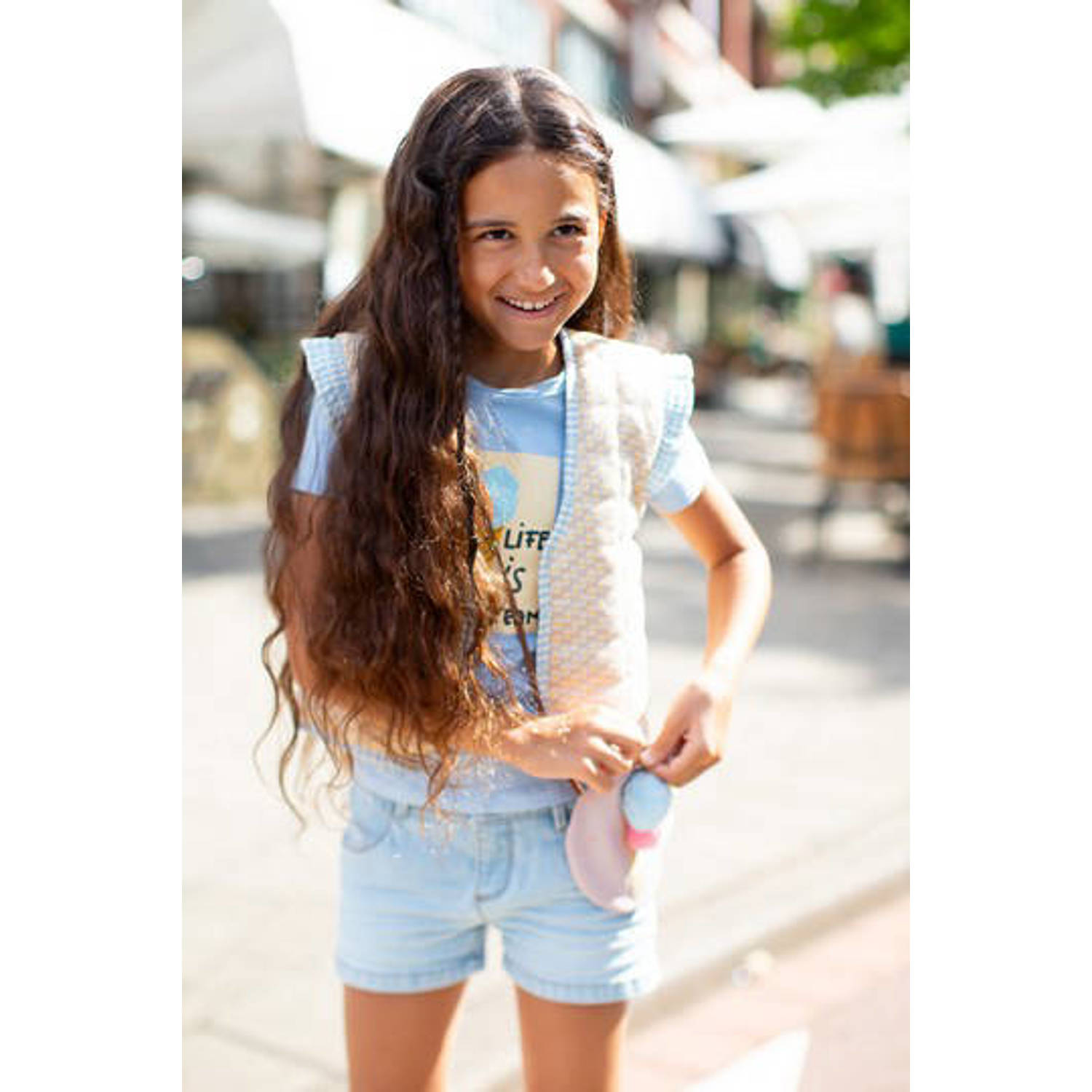Moodstreet T-shirt met printopdruk lichtblauw