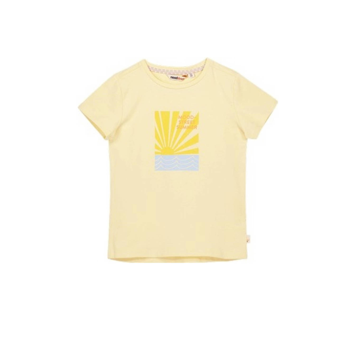 Moodstreet T-shirt met printopdruk lichtgeel