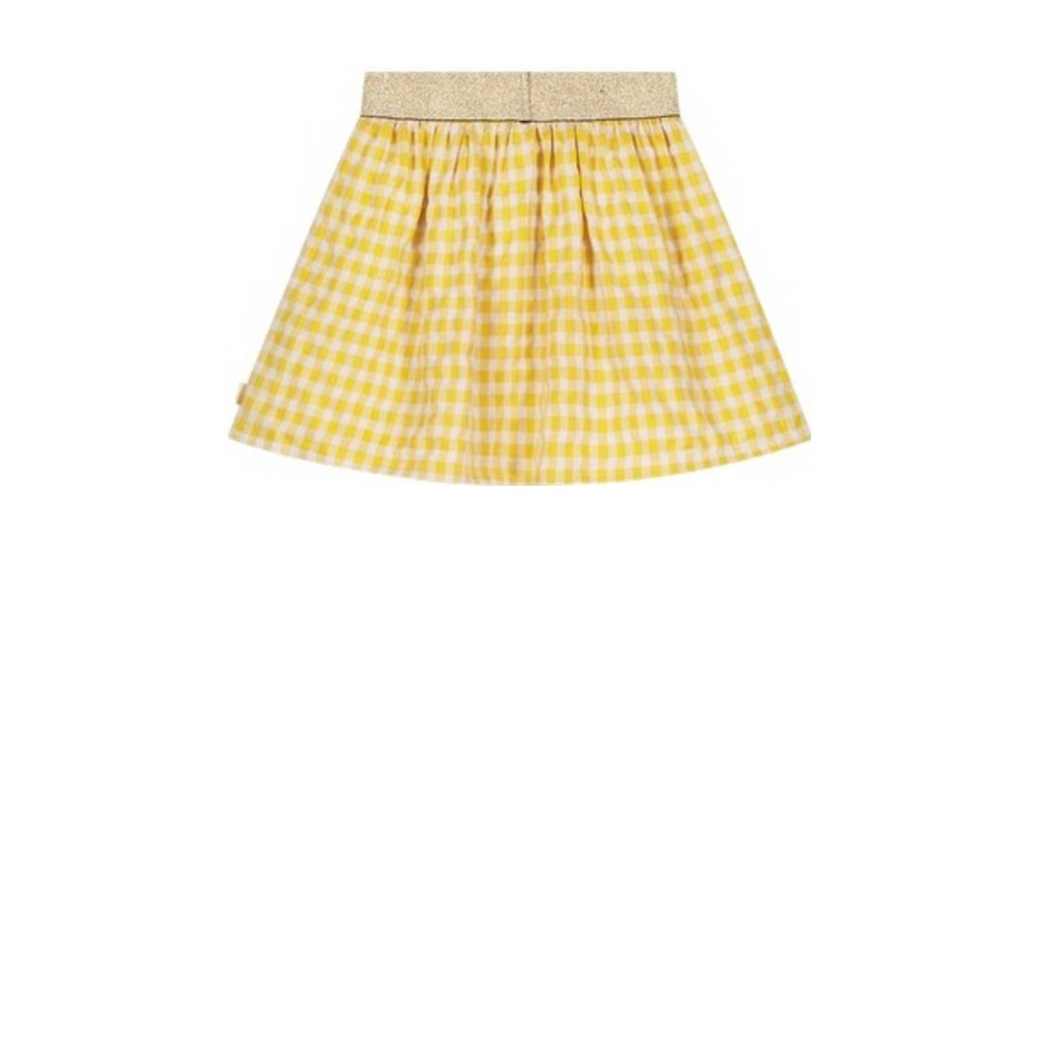 Moodstreet geruite rok lichtgeel wit