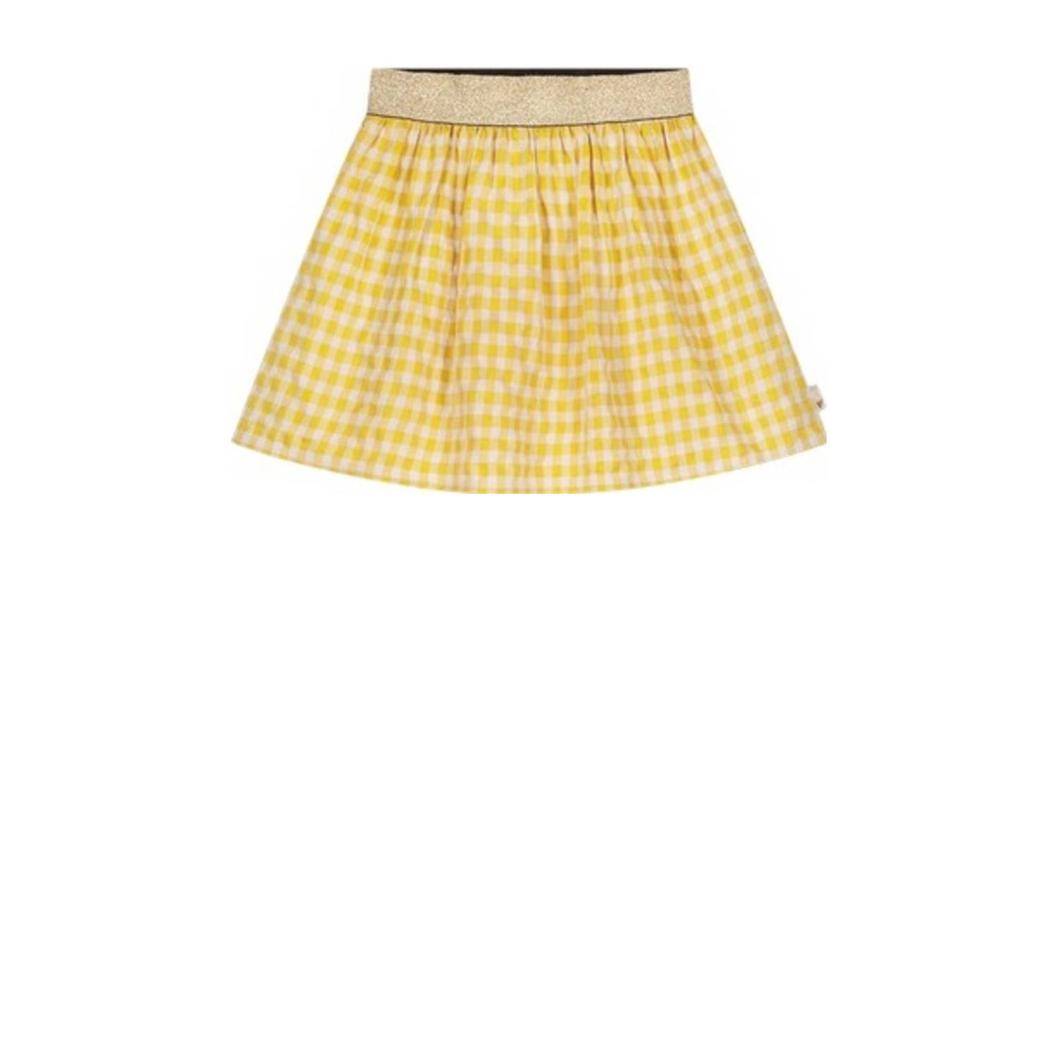 Moodstreet geruite rok lichtgeel wit Meisjes Polyester Ruit 110 116