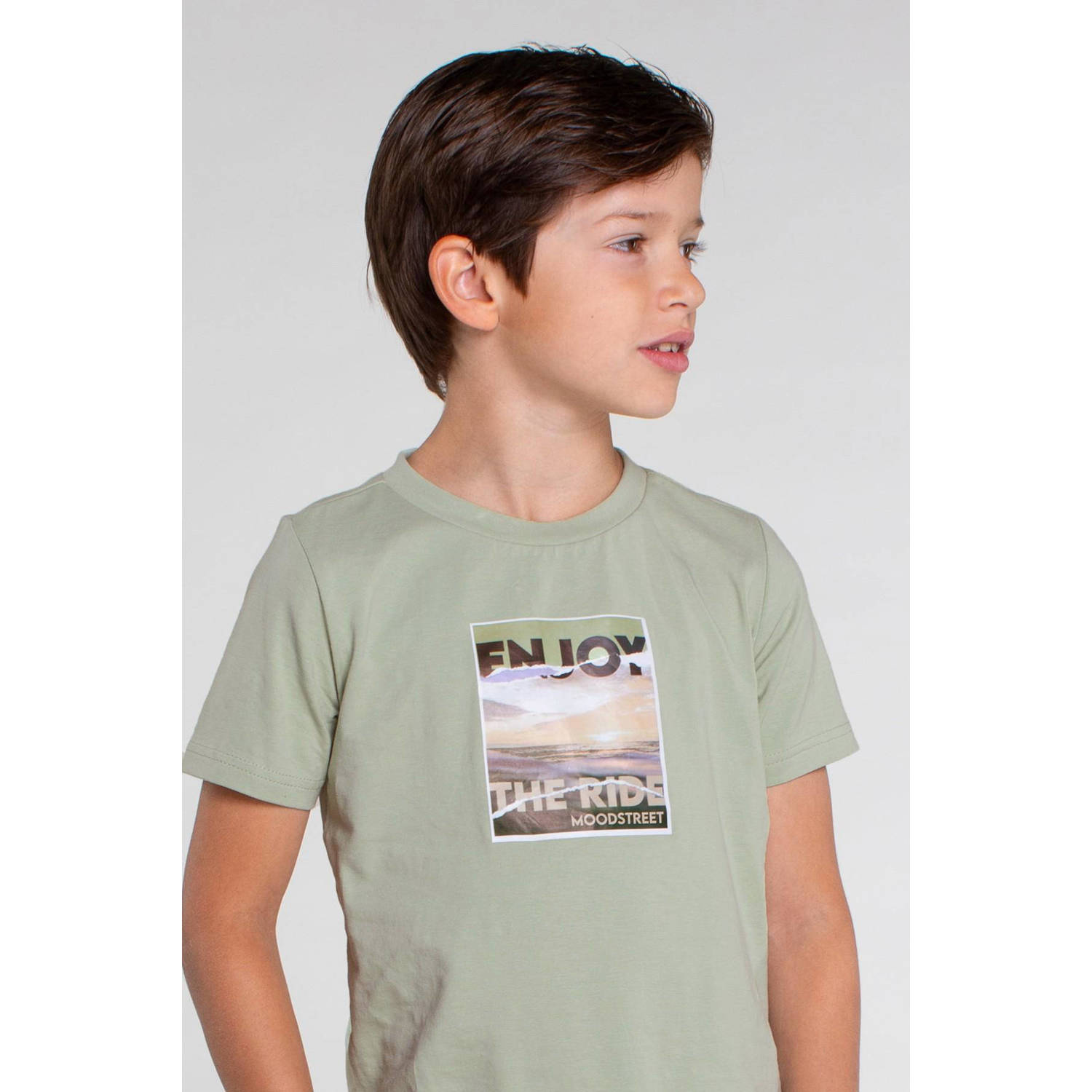 Moodstreet T-shirt met printopdruk lichtgroen