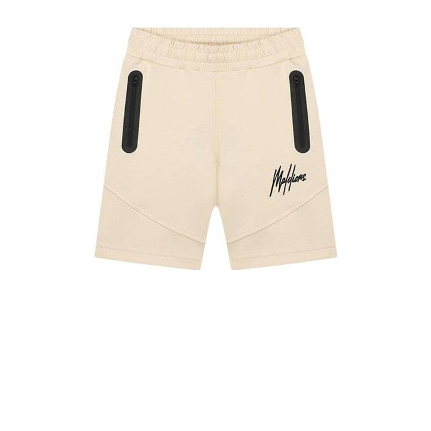 Malelions regular fit sweatshort Sport Counter met logo beige Korte broek Jongens Stretchkatoen 140